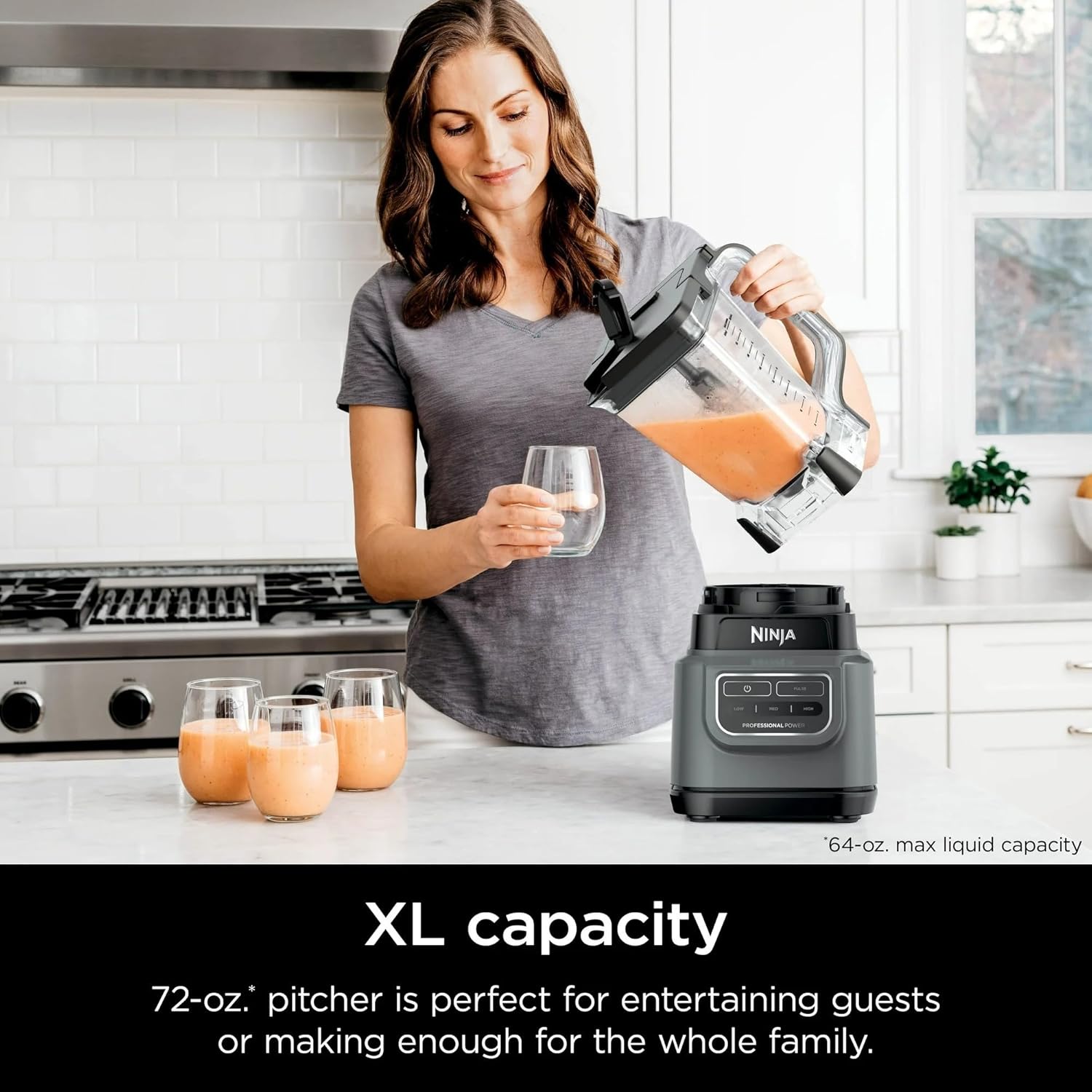 Ninja Professional 72 Oz Countertop Blender with 1000-Watt Base and Total Crushing Technology for-Smoothies, Ice and Frozen Fruit, Black (Renewed)