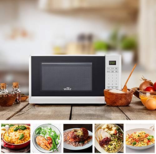 Willz WLCMSR09WE-09 Countertop Microwave Oven, 0.9 Cu.Ft/900W Microwave Oven, 6 Cooking Programs LED Lighting Push Button, White