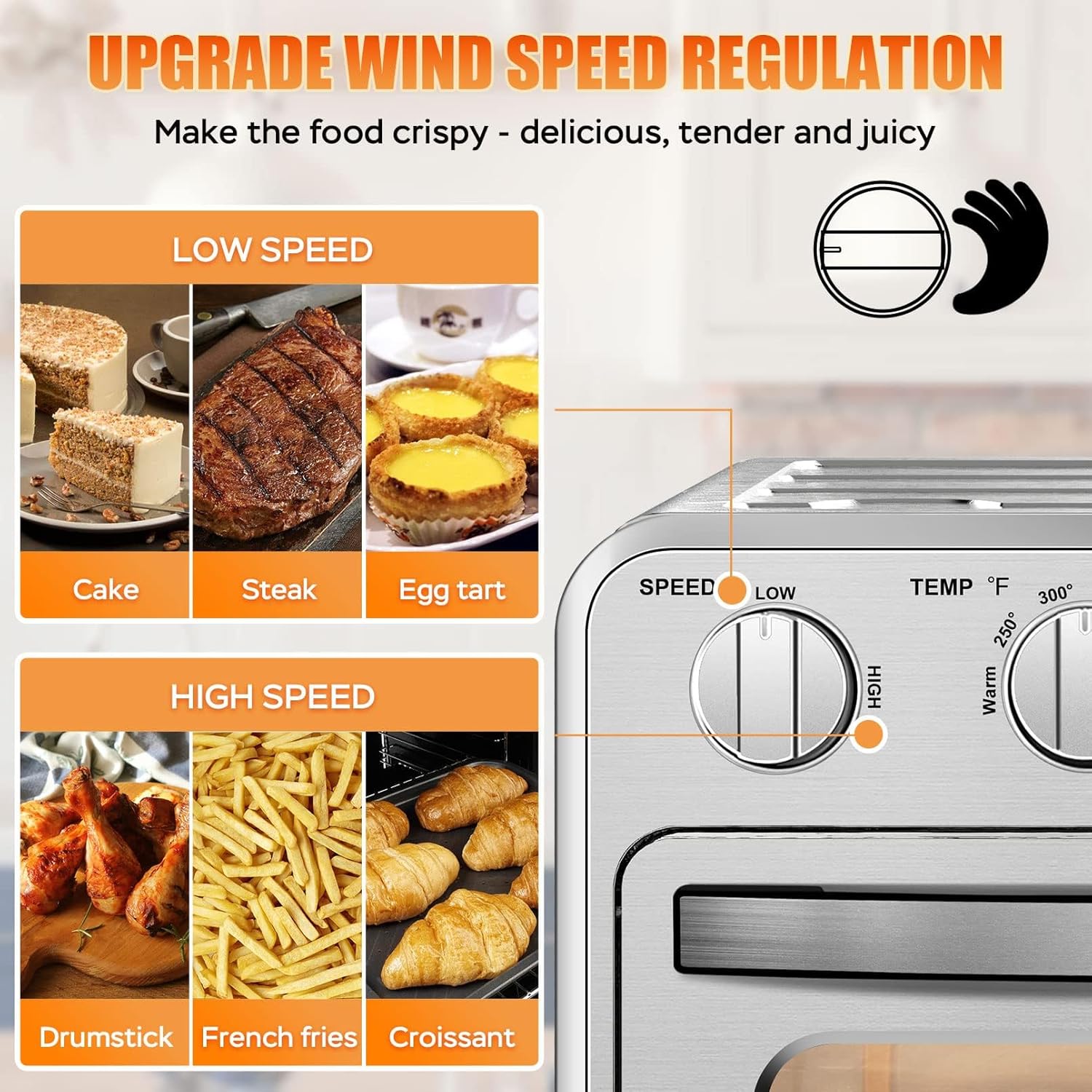 Geek Chef 16QT Air Fryer Toaster Oven, Convection Air Fryer Toaster Countertop Oven, with Bake, Toast, Broil and Warm Functions, Stainless Steel Electric Hot Oven Combo for Healthy Meals