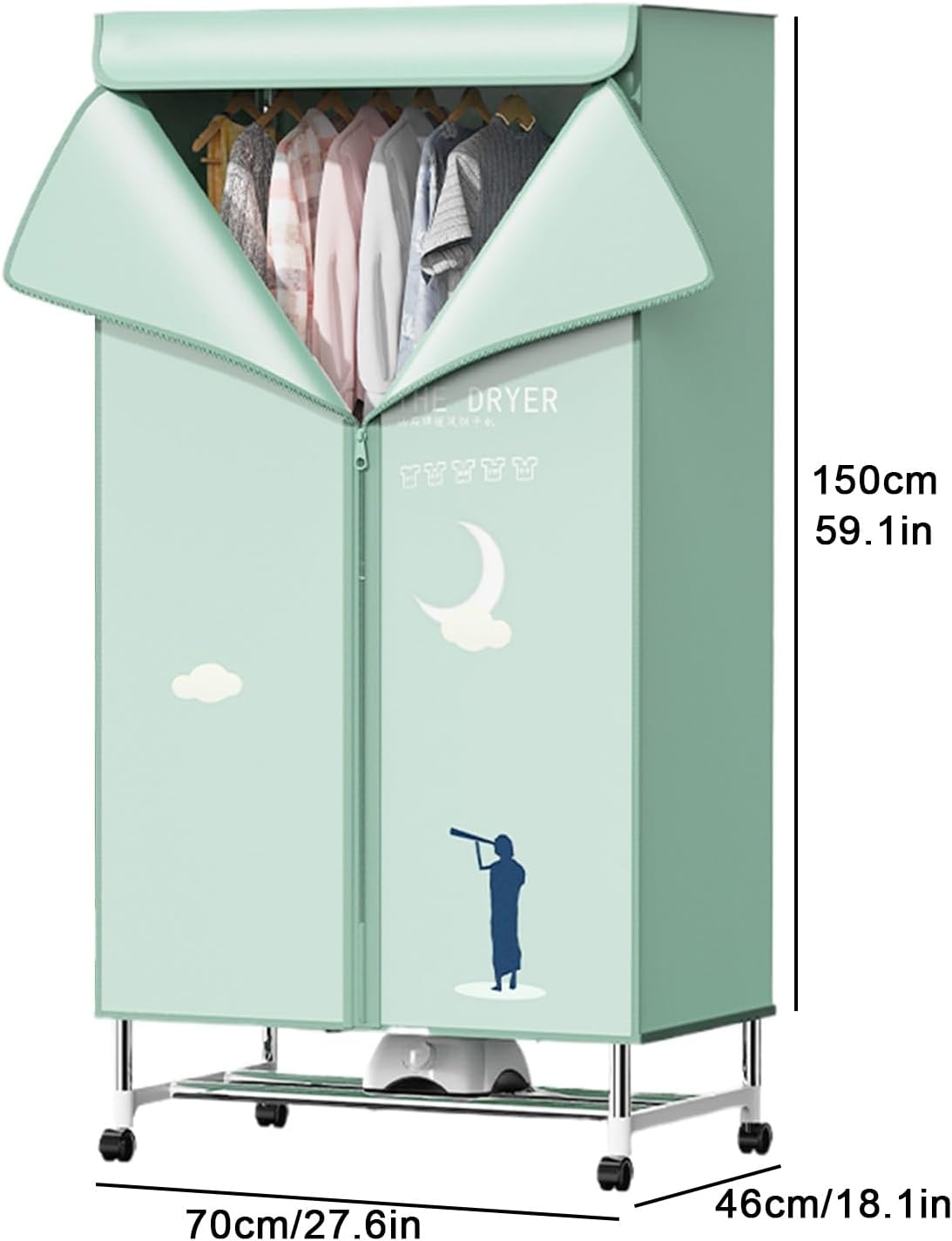 Portable Dryer, Clothes Dryer, 220V 1000 Watt Electric Dryer, Stackable Double Drying Racks for Apartments, RVs, Laundry Rooms(1500W)