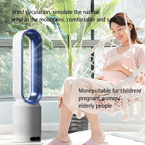 Tower Fans for Bedroom, Bladeless Fan, oscillating Pedestal Fan,Office Air Circulation Fan，with Remote Control and Timer Function, no Fan Blade, Safe to use;(Gold)
