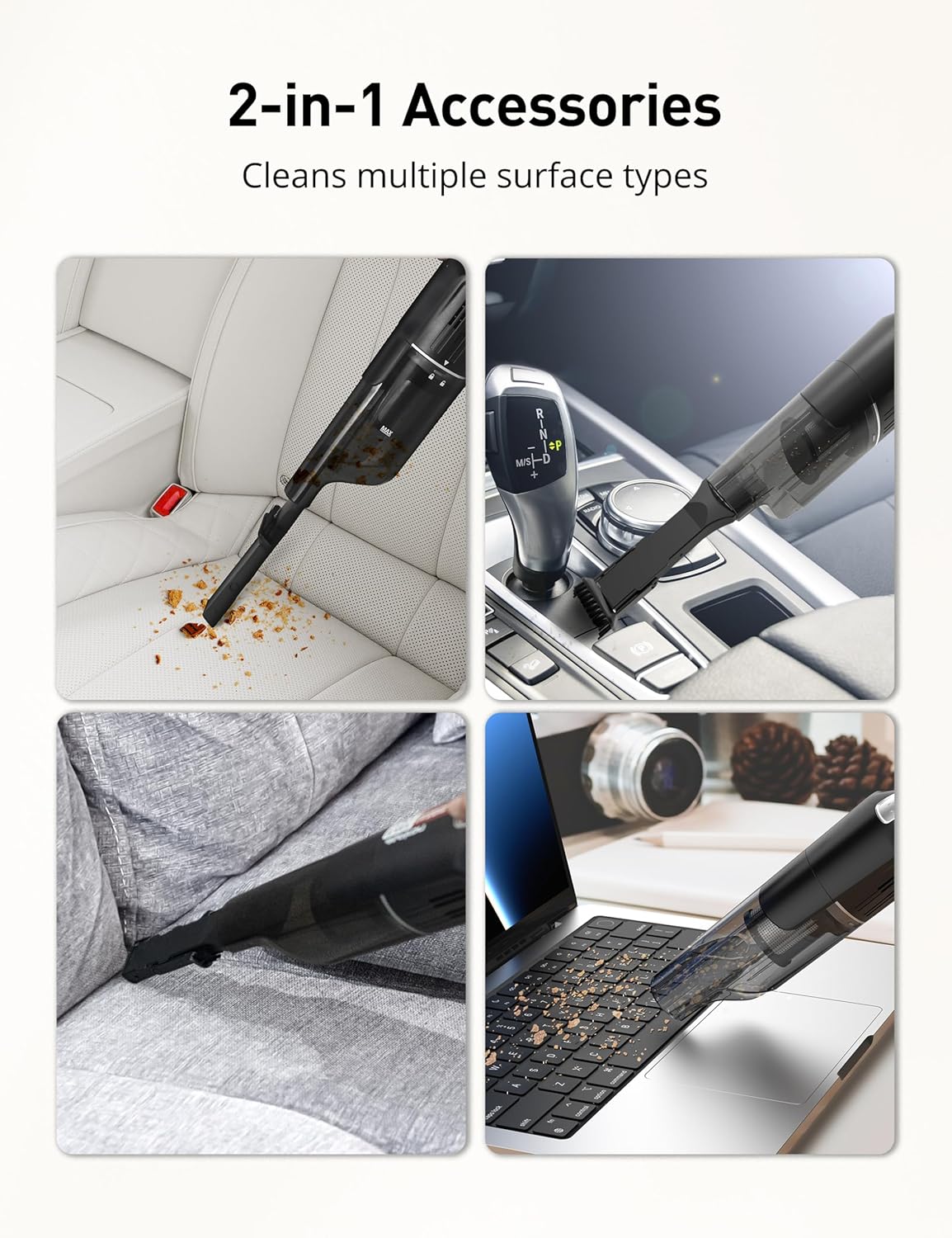 Successor Cordless Vacuum, Handheld Vacuum 15KPA Powerful Car Vacuum, Rechargeable, Charging Dock, Ergonomic Handle, 2-in-1 Crevice Tool, 1.8lb Portable Handheld Vacuum with 2-Speed for Car, Home