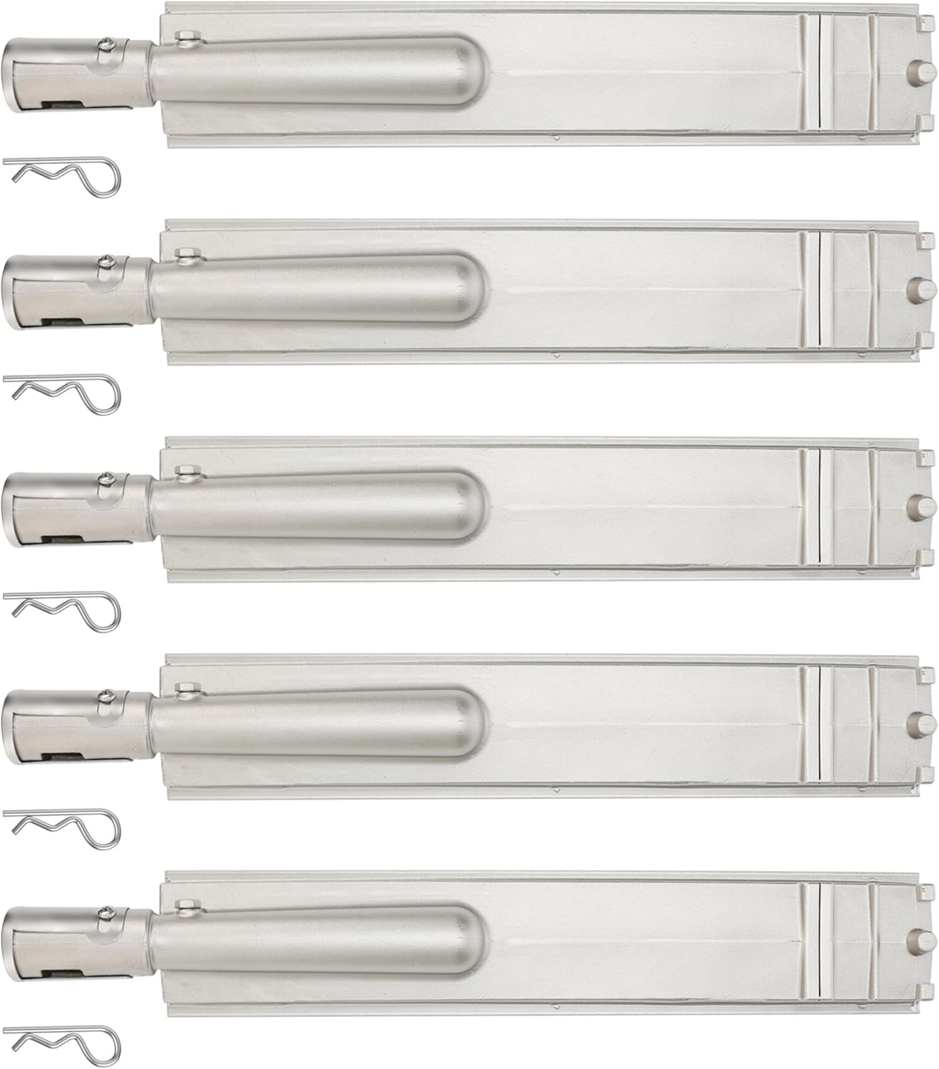 5 PC 16-1/8 304 Heavy Duty Cast Stainless Steel BBQ Premium Gas Grill Burners Replacement Parts for Bull,Cal,Flame,Blaze,Turbo,Beefeater,Lion,Thermos,CharBroil,Jenn Air,Nexgrill,Aussie, Bakers Chefs