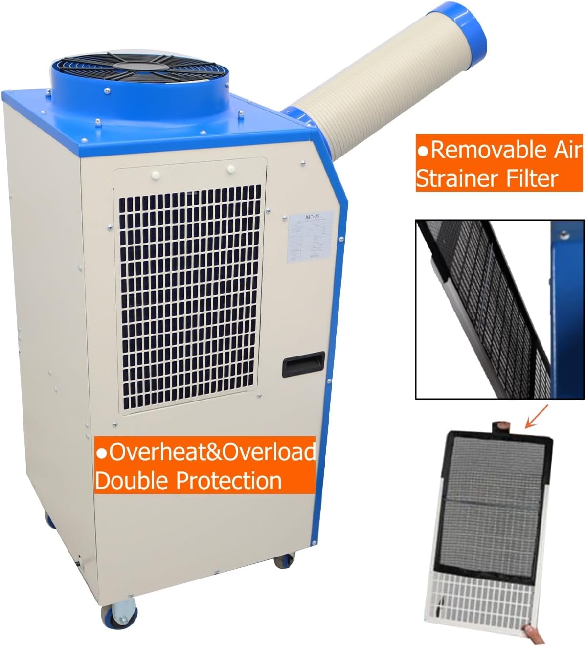 Commercial Spot Cooler Mobile Cooling Air Conditioner Outdoor Air Conditioner 11900BTU/H Industrial Single Column Air-Cooled 220V 480m³/h