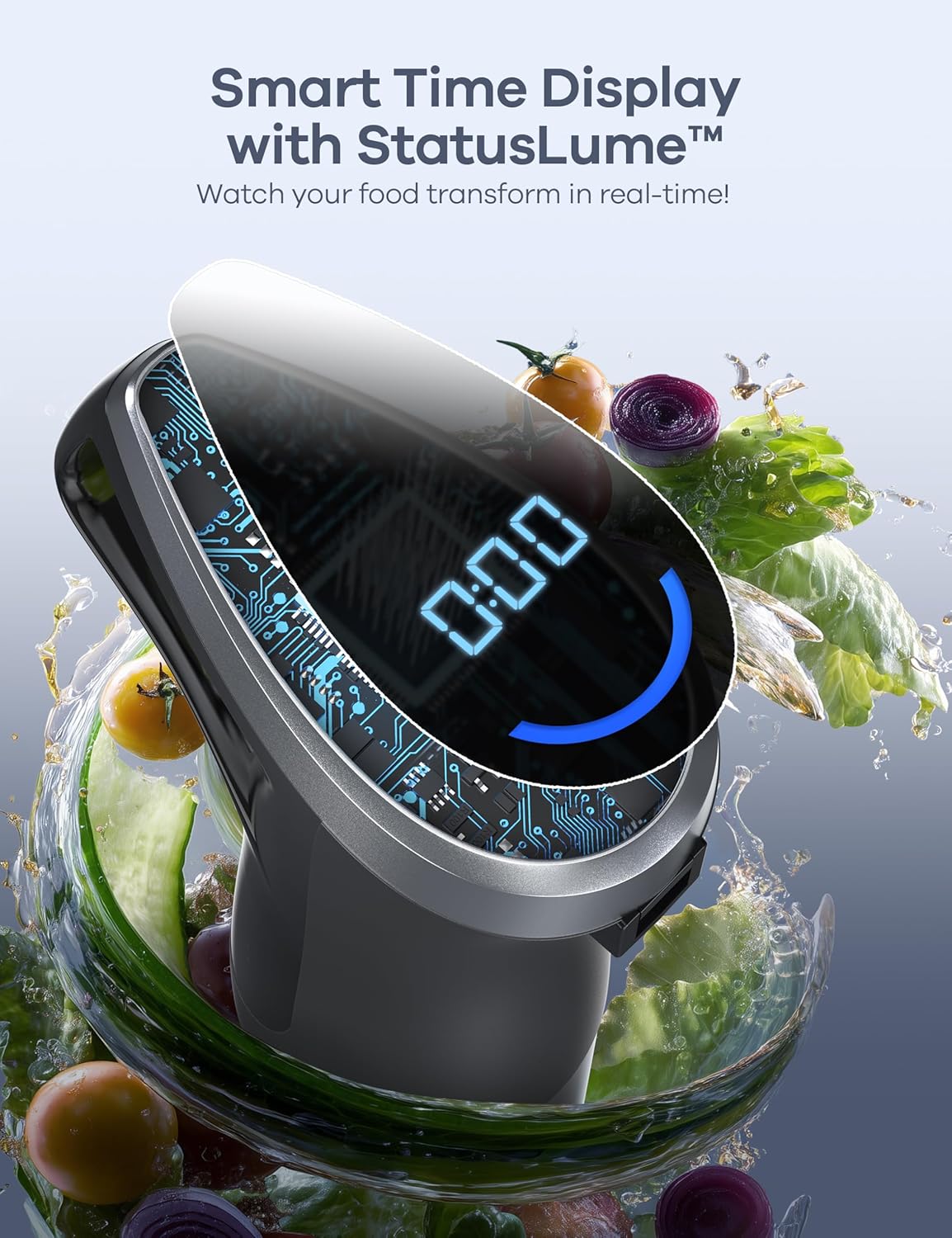 Ganiza Immersion Blender, Max 1200W Heavy Duty Hand Blender with Time Display & Variable Speed Trigger, 9-in-1 Electric Handheld Mixer with Chopper Whisk Frother Beaker Ideal for Soup Puree Smoothies