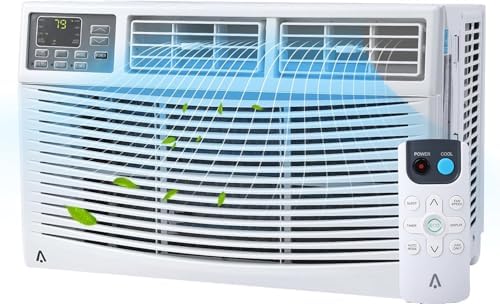 8000 BTU Window Air Conditioner With Remote Control, Window AC Cools Up to 350 Sq.Ft, Ultra Quiet Window Air Conditioner With WIFI, Dehumidifier & Energy Saving & Easy Installation, White