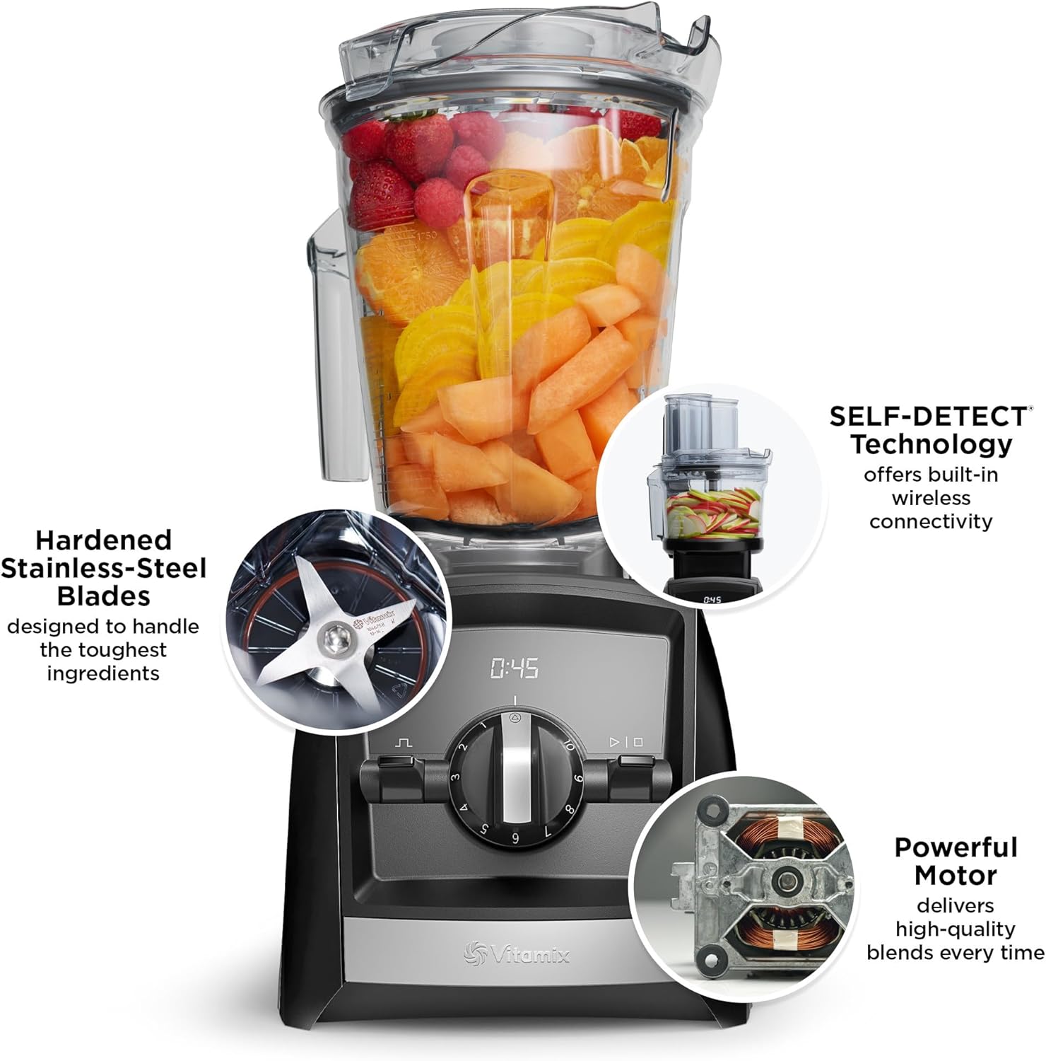 Vitamix A2300 Ascent Series Smart Blender, Professional-Grade, 64 oz. Low-Profile Container, Black