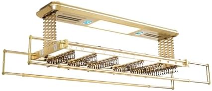 Ceiling Clothes Dryer Aluminium and Steel Electric Clothes Dryer with Remote Control,Foldable Electric Clothes Drying Rack 159cm, Ceiling Mounted Towel Rack with Heater Fan, Heavy-Duty 35kg