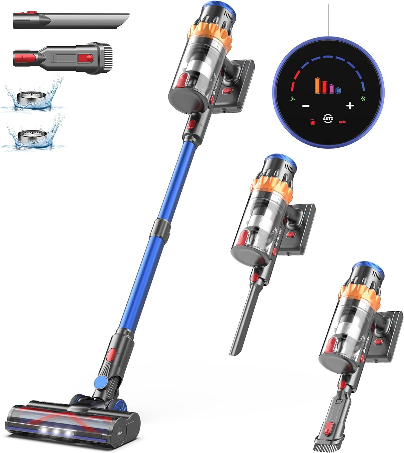 Cordless Vacuum Cleaner, 550W 45Kpa 60Mins Vacuum Cleaners for Home, Stick Vacuum with Intelligent Display, Anti-Tangle & Auto Mode, Rechargeable Vacuum for Pet Hair Carpet Hardwood Floor