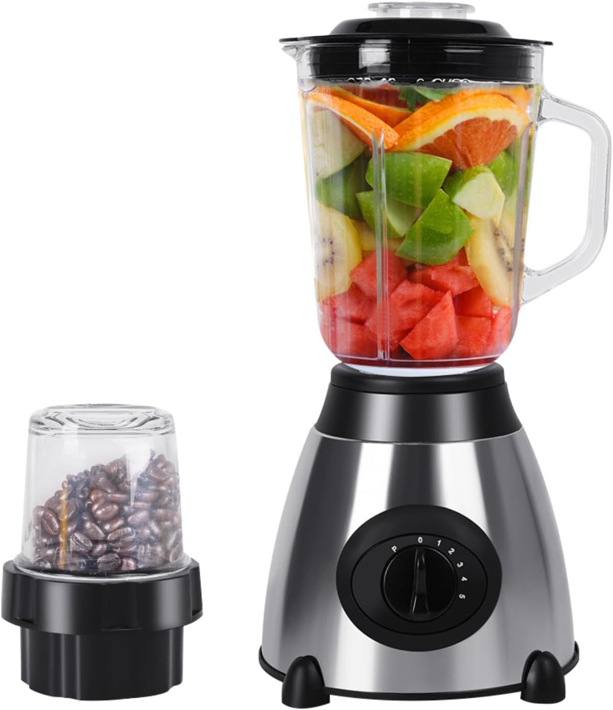 Countertop Blender, 850W Blenders for Kitchen, 48 Oz Glass Jar, 5 Speeds and Pulse, for Shakes and Smoothies, Frozen Drinks, Silver