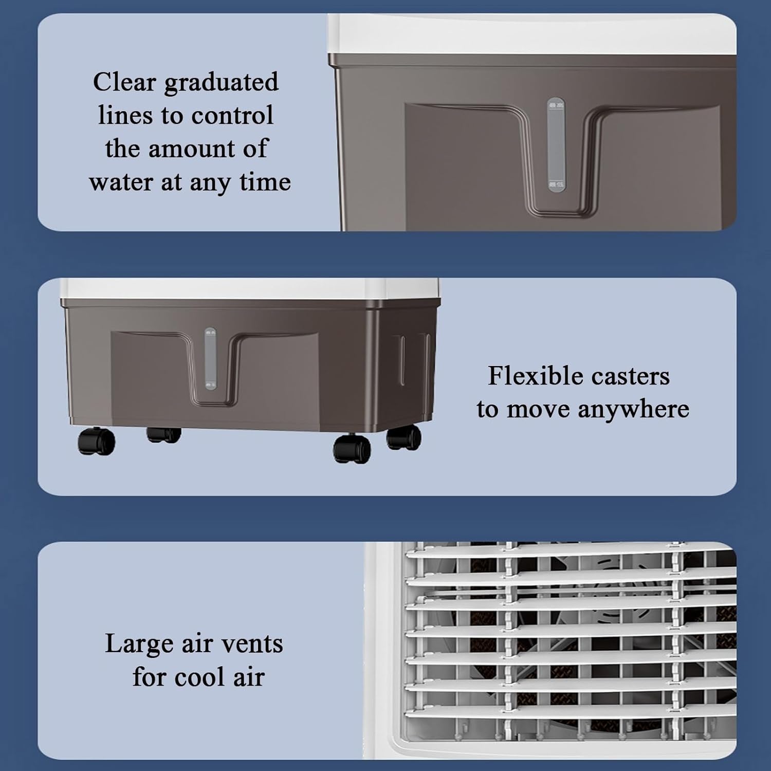 Portable Air Conditioner, Oscillating Tower Fan with Remote, Evaporative Air Cooler with 3 Wind Speeds, Cooling Fan Air Conditioner for Room Office(E)