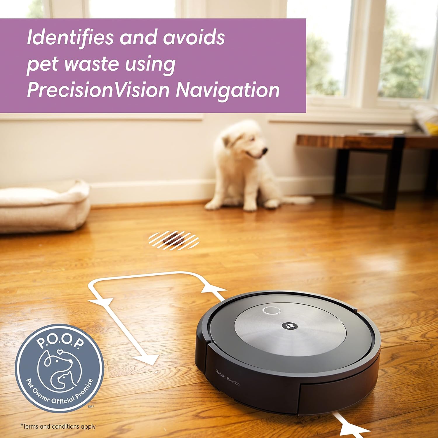 iRobot Roomba j7+ (7550) Self-Emptying Robot Vacuum – Identifies and avoids obstacles like pet waste & cords, Empties itself for 60 days, Smart Mapping, Works with Alexa, Ideal for Pet Hair (Renewed)
