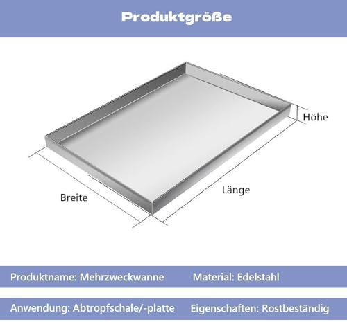 Stainless Steel Washing Machine Drain Pan, 0.8mm Drip Tray for Laundry & Living Room Floor Protection, Durable Leak-Proof Water Catcher, Essential Appliance Accessory