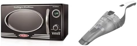 Nostalgia Retro Countertop Microwave Oven & BLACK+DECKER dustbuster QuickClean Cordless Handheld Vacuum, White (HNVC215B10)
