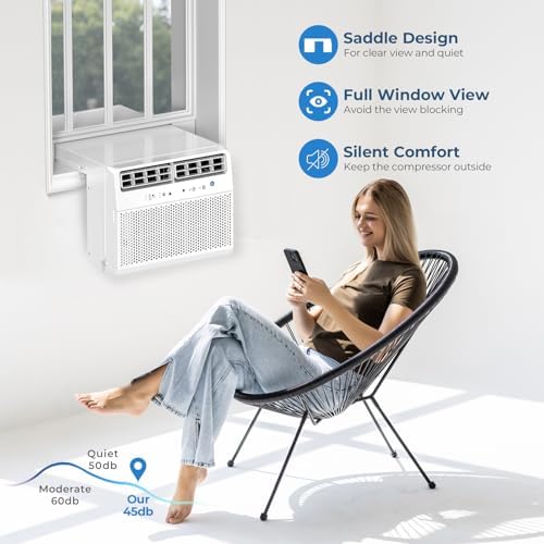 Antarctic Star U-Shaped Window Air Conditioner, 12000BTU Quiet Air Conditioner Window Unit, Cools up to 550 Sq. Ft, Saddle Window AC Units with Full Window View, Energy Saving, 6 Modes, CEER 10.5