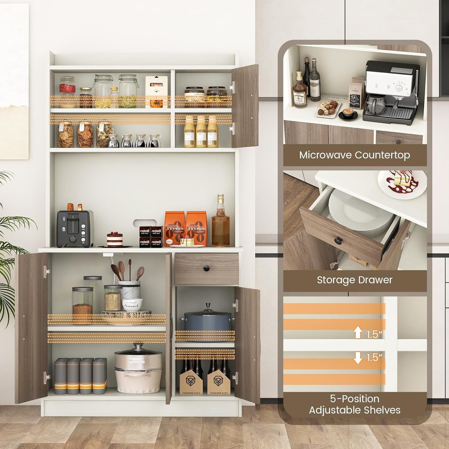 COSTWAY Kitchen Pantry Storage Cabinet, 71