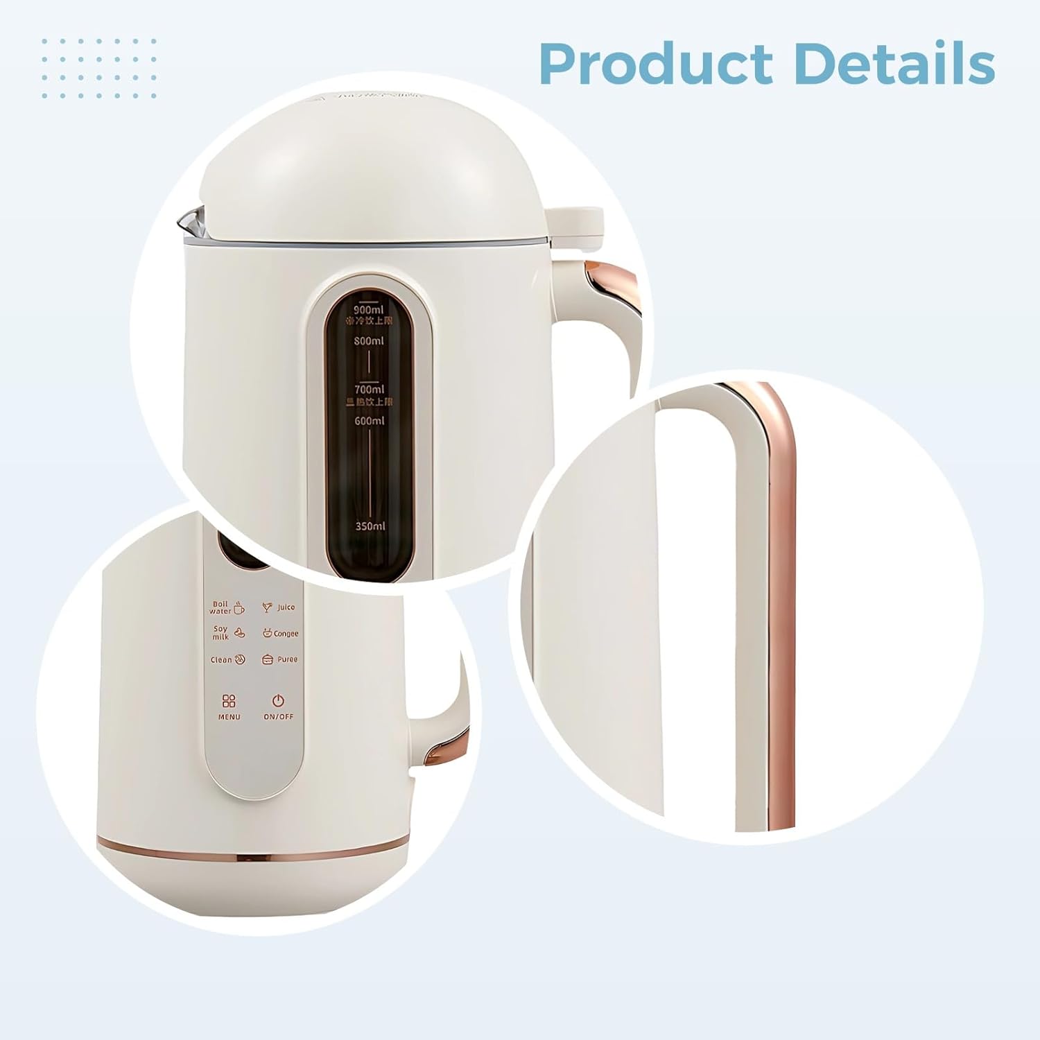 Blender Automatic Multifunctional, Soy Milk Maker Machine for Home Use, Includes Automatic Cleaning, Touch Control, Us Plug, Capacity 30.4 Fl Oz / 900 Ml for 4-5 People