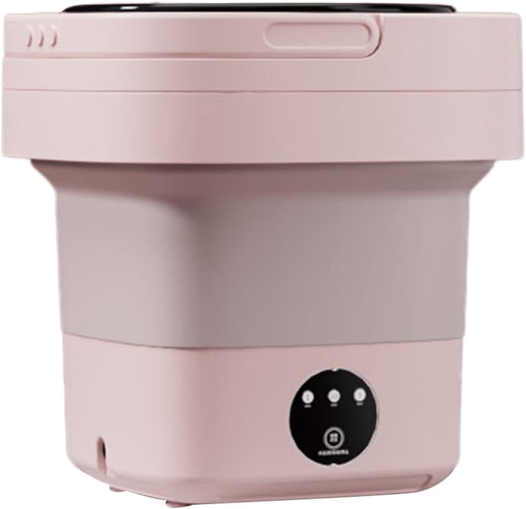 Portable Washing Machine Silent Folding Washing Machine Mini Portable Clothes Washer Small Washer Lightweight for RV Clothes Household, Pink