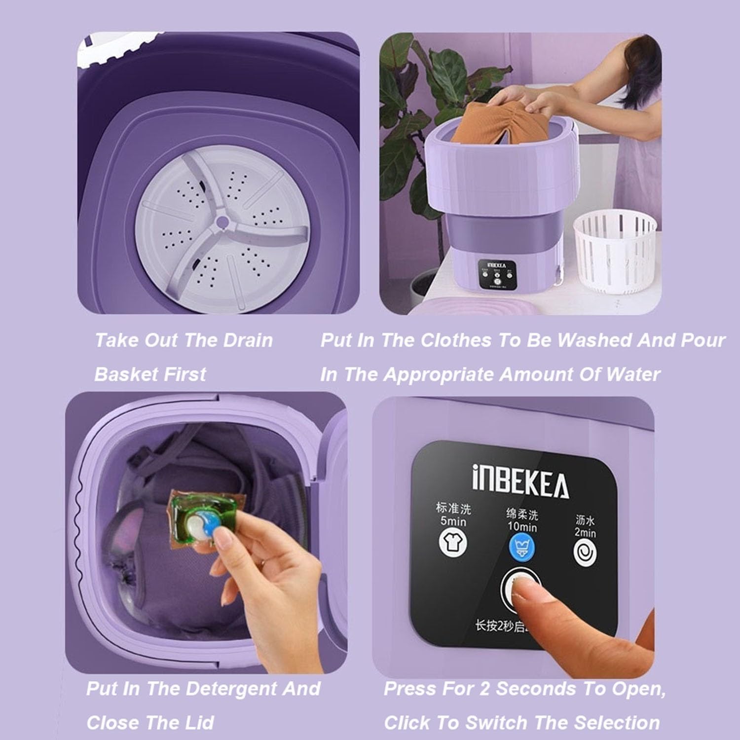 Mini Washer Machine, Semi-automatic Laundry, Foldable Washer And Dryer Combo Portable For Socks, Baby Clothes Or Small Items, Camping, Apartment, RV, Travel, Gifts