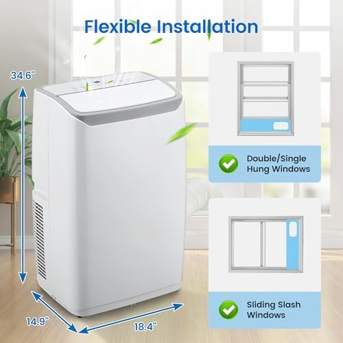 Portable Air Conditioners, 12000 BTU Air Conditioner for 550 Sq. Ft, Dehumidifying & Fan, Quiet Operation and Easy Mobility, Remote Control for Home & Office
