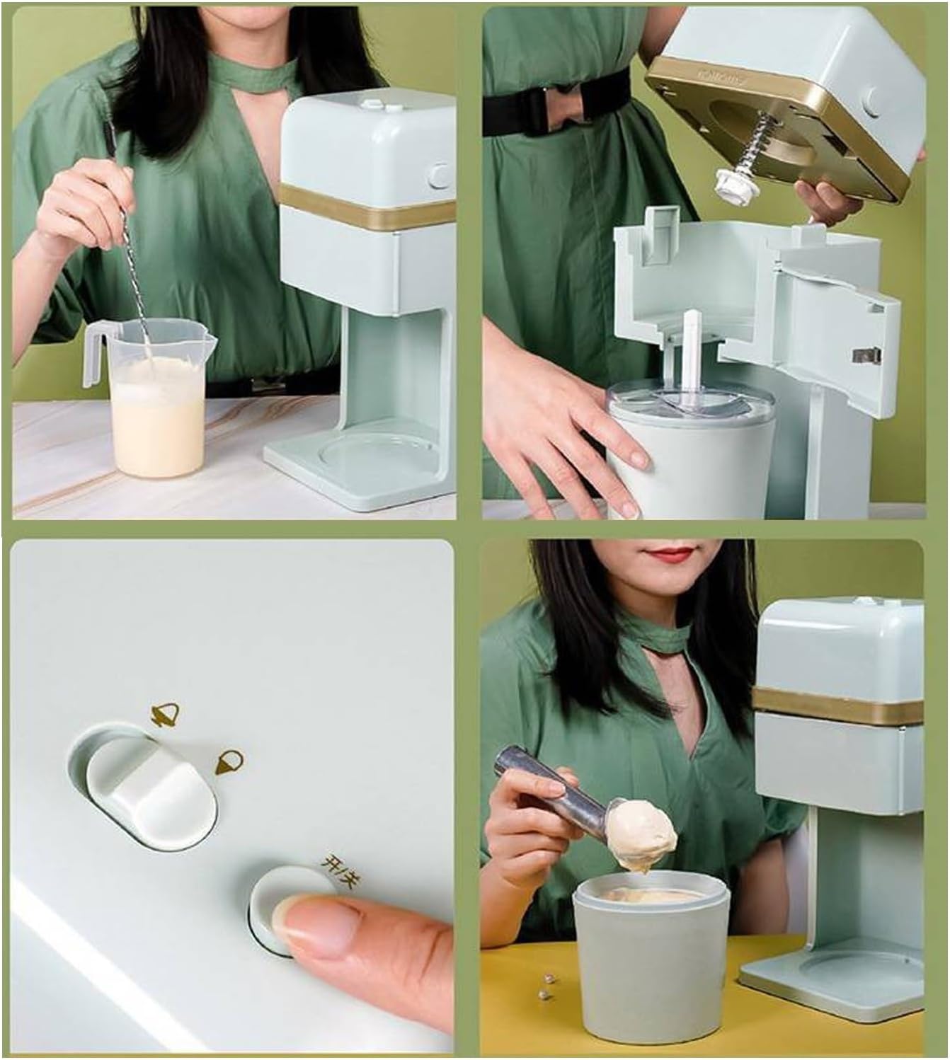 Ice Cream Maker Household Small Ice Cream Machine Homemade Shaved Ice Summer Mini Cone Milk Shake Smoothie Machine Table Top Ice Cream Machine，Fun Kitchen Appliance