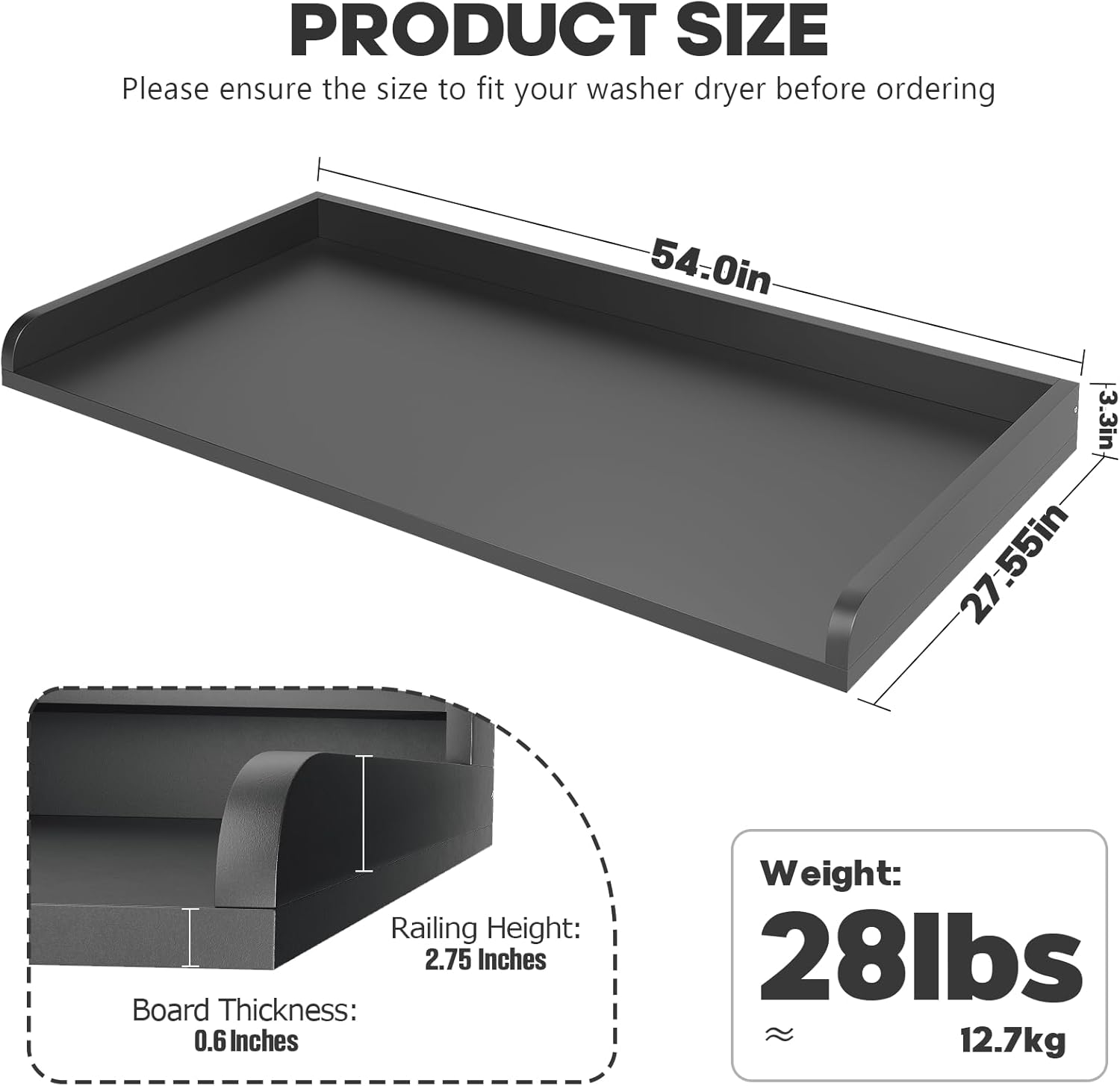 1-Tier Washer Dryer Countertop with 2.75