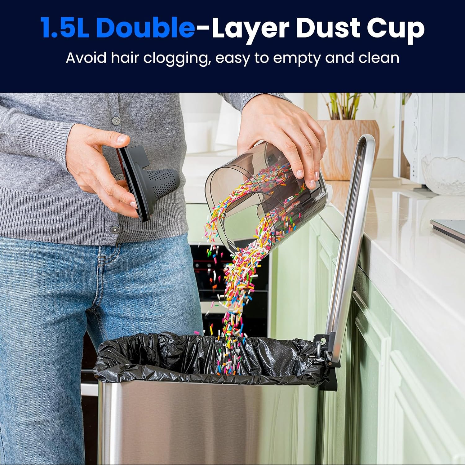 Stick Cordless Vacuum Cleaner for Home -Purple Grey