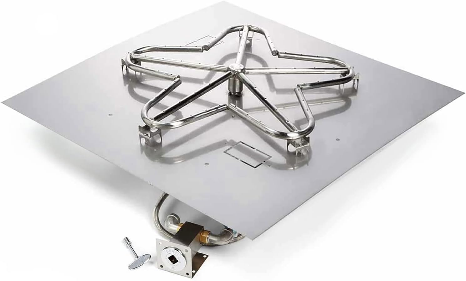 HPC Fire Match Light Gas Fire Pit Kit (TOR-MLFPK30SQ-FLEX-LP), 30x30 Pan, 18