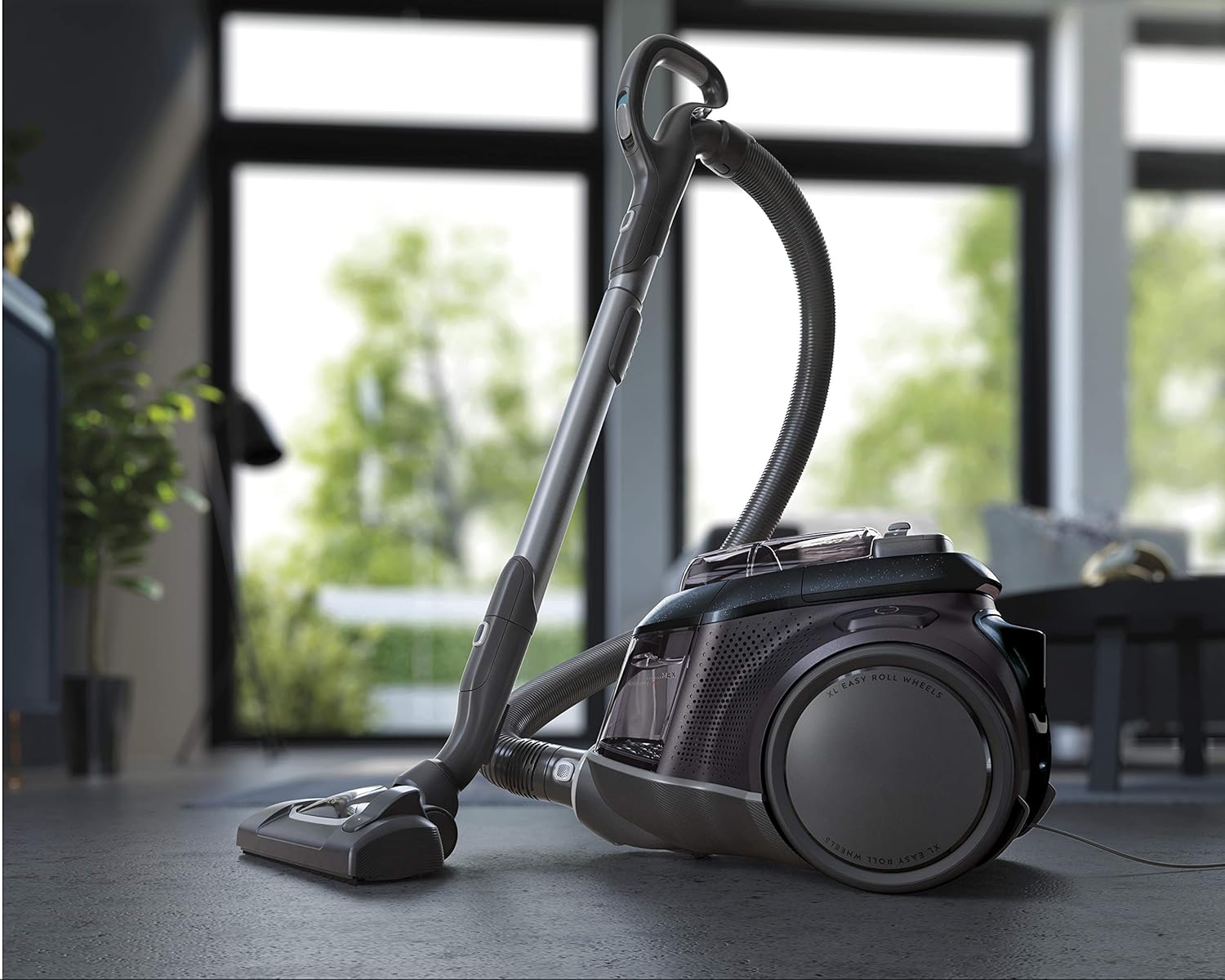 AEG LX9-3-STM Bagless Vacuum Cleaner (3D Filter System, 650 Watt, Additional Nozzles, XL Wheels, Easy To Drain Use, Only 72 dB(A), 12 m Radius of action, 1.6 L Dust Container, Oil Wheel)