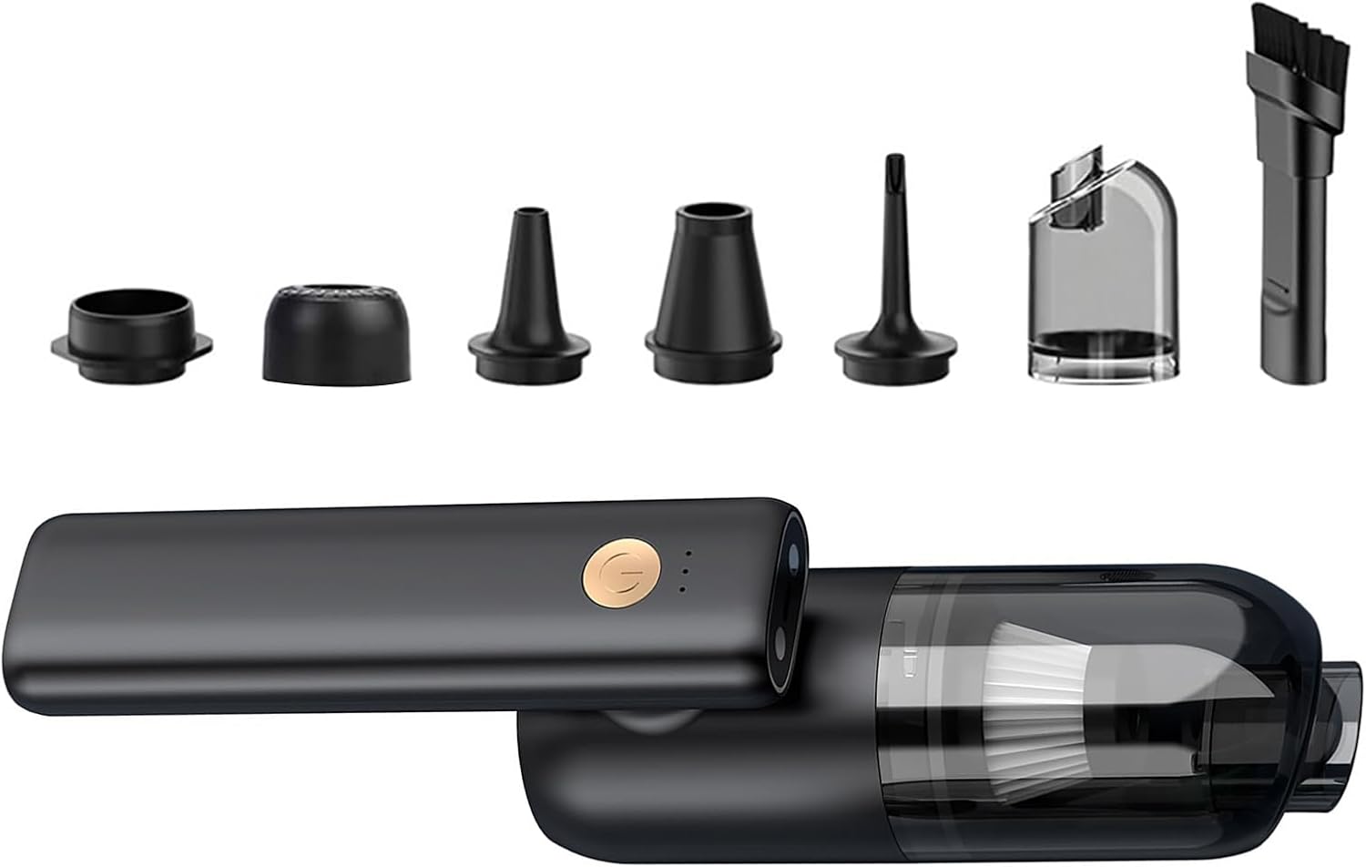 Lily Brown Power Handheld Air Blower Vacuum Cleaner with 2 LED Light Car Electric Cleaning Strong Suction Rechargeble Speed Alloy Motor Vacuum Cleaner