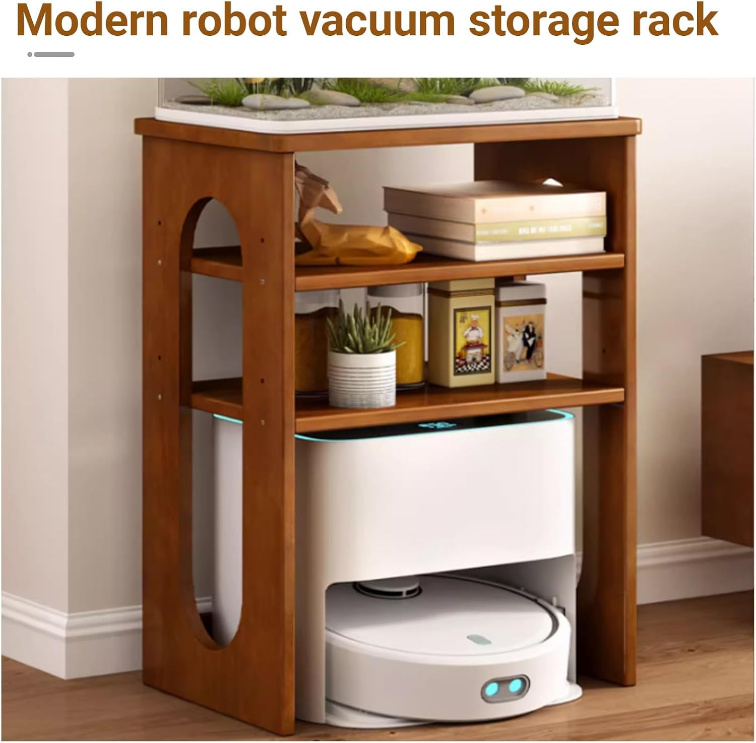 Wood Organizer Stand For Sweeping Robot Vacuum,Sweeping Robot Storage Rack,Small End Tables For Bathroom,for Living Room,Bedroom