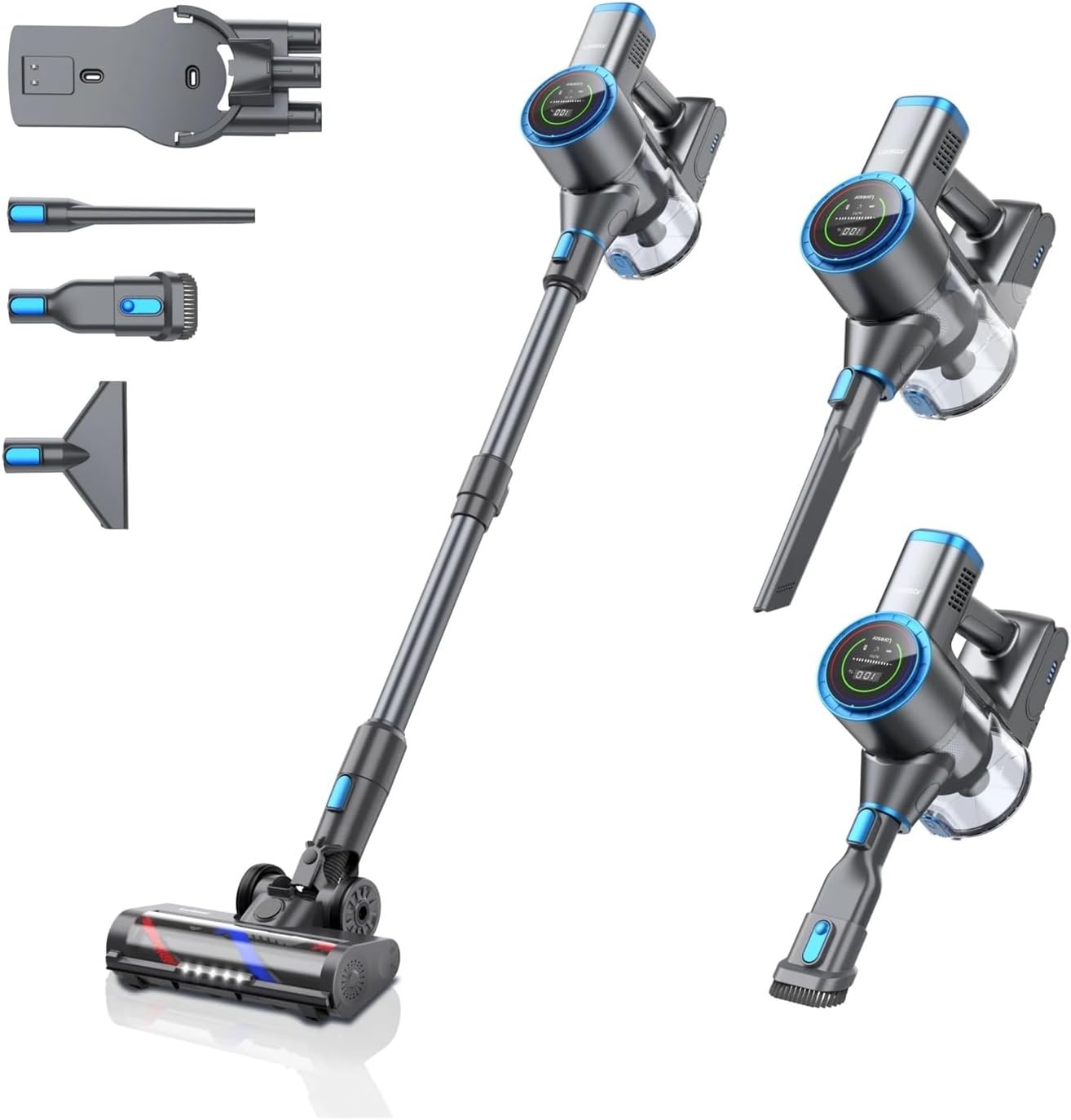 500W 40KPA Suction Power Wireless Cordless Vacuum Cleaner Handheld Compatible with Smart Double Display Home Appliance 1L Dust Cup Elite 4