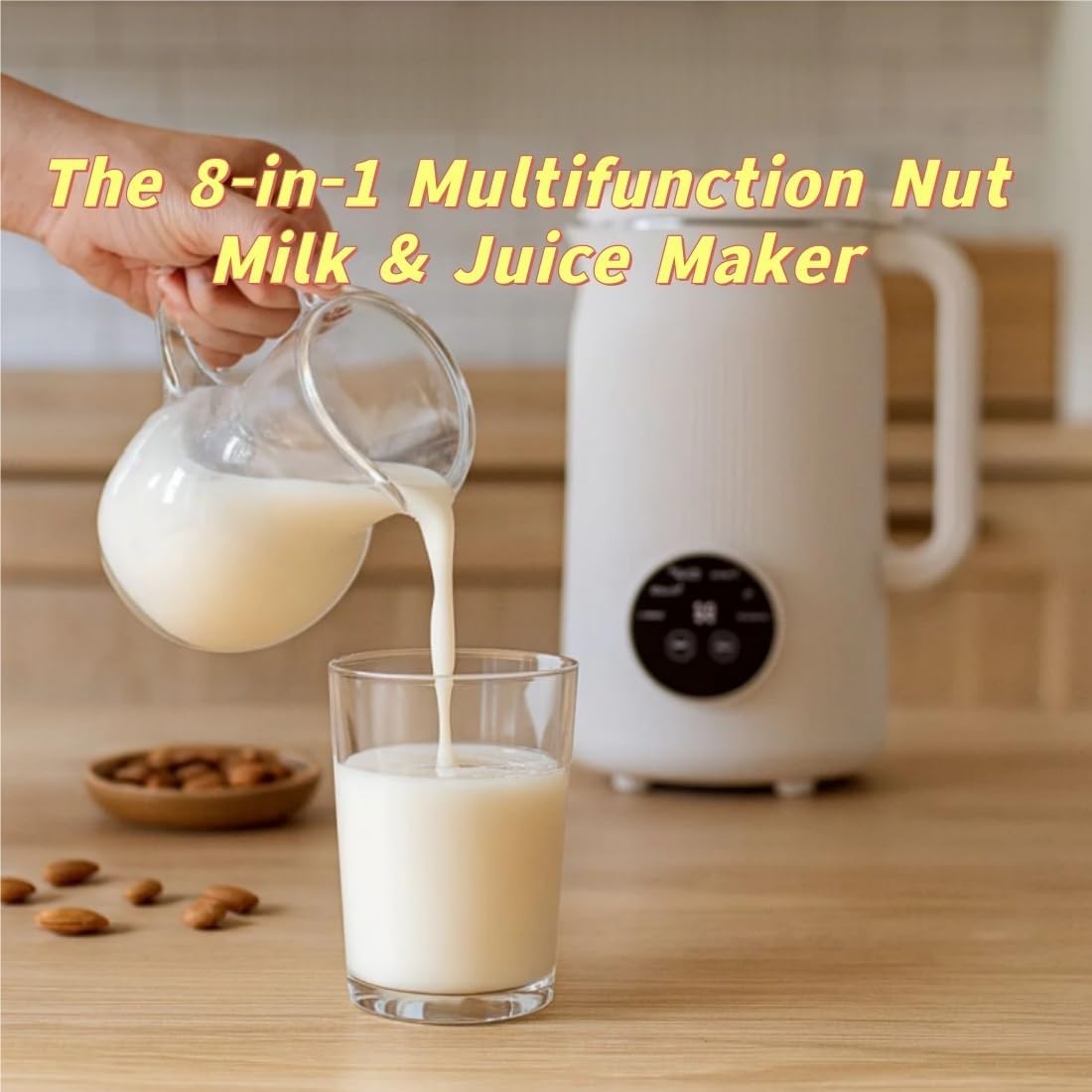 The 8-In-1 Multifunction Nut Milk & Juice Maker, 2026 Upgraded Nutmilk Maker Blender, Automatic Soybean Juice Machines with Timer Self-Cleaning and Keep-Warm, Suitable for Home Kitchen (A3)