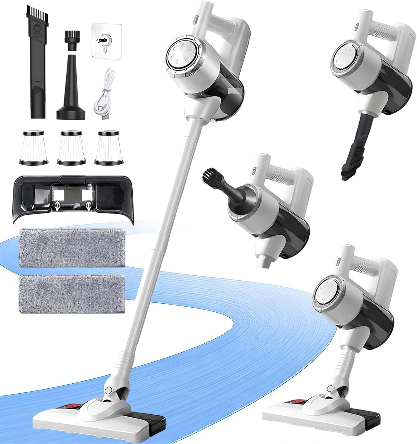 2026 New Cordless Stick Vacuum & Mop 2-in-1, Powerful Suction, 1.5L Dust Cup, Washable HEPA Filter, 2 Modes, Lightweight Vacuum for Hard Floors/Tiles – Blower Function, Water Tank & Mop Pads