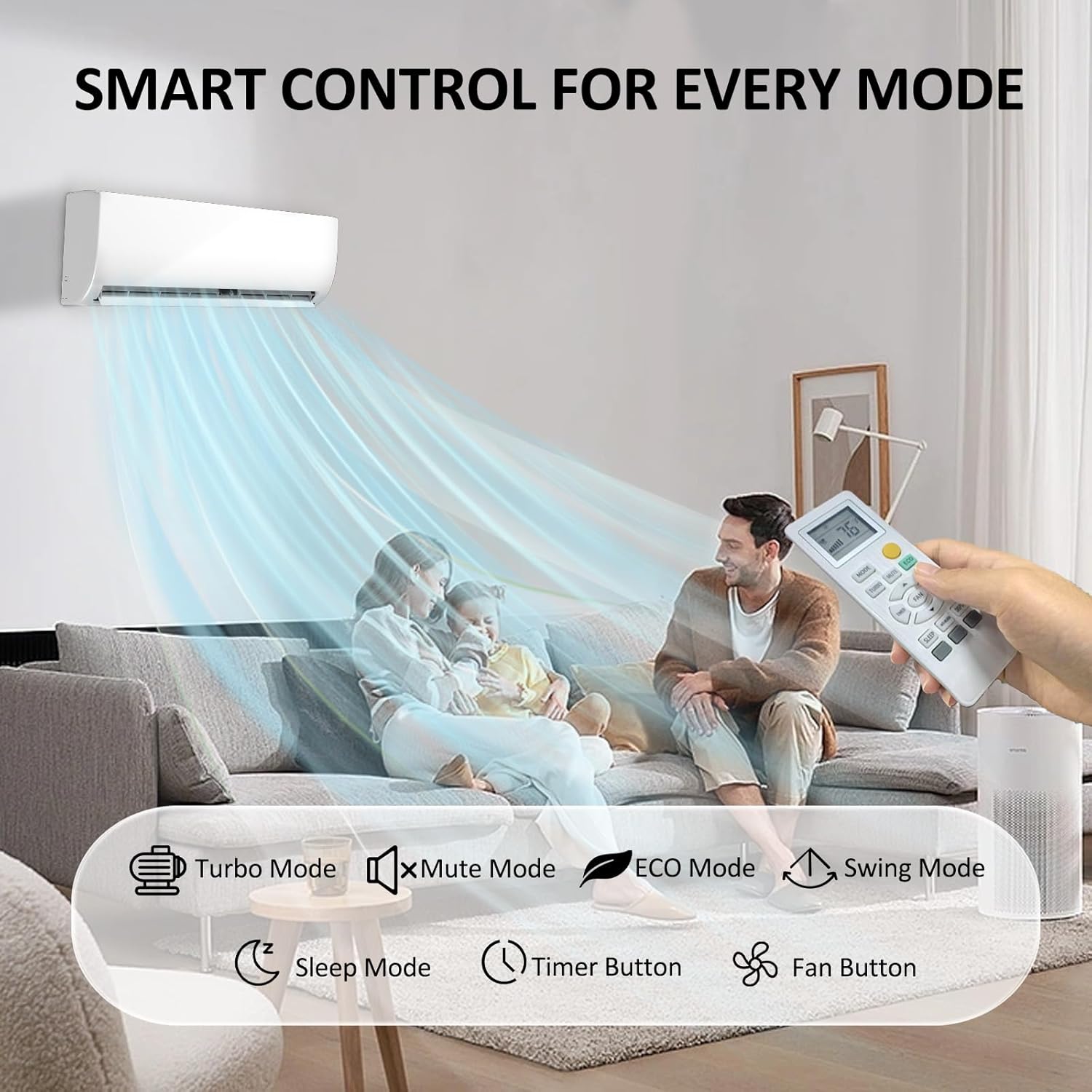 9000 BTU Mini Split Air Conditioner & Heater, 19 SEER2 115V Ductless Inverter Wall-Mounted AC Split Unit with Pre-Charged Condenser Cools Room Up to 450 Sq.Ft, Heat Pump & Installation Kits