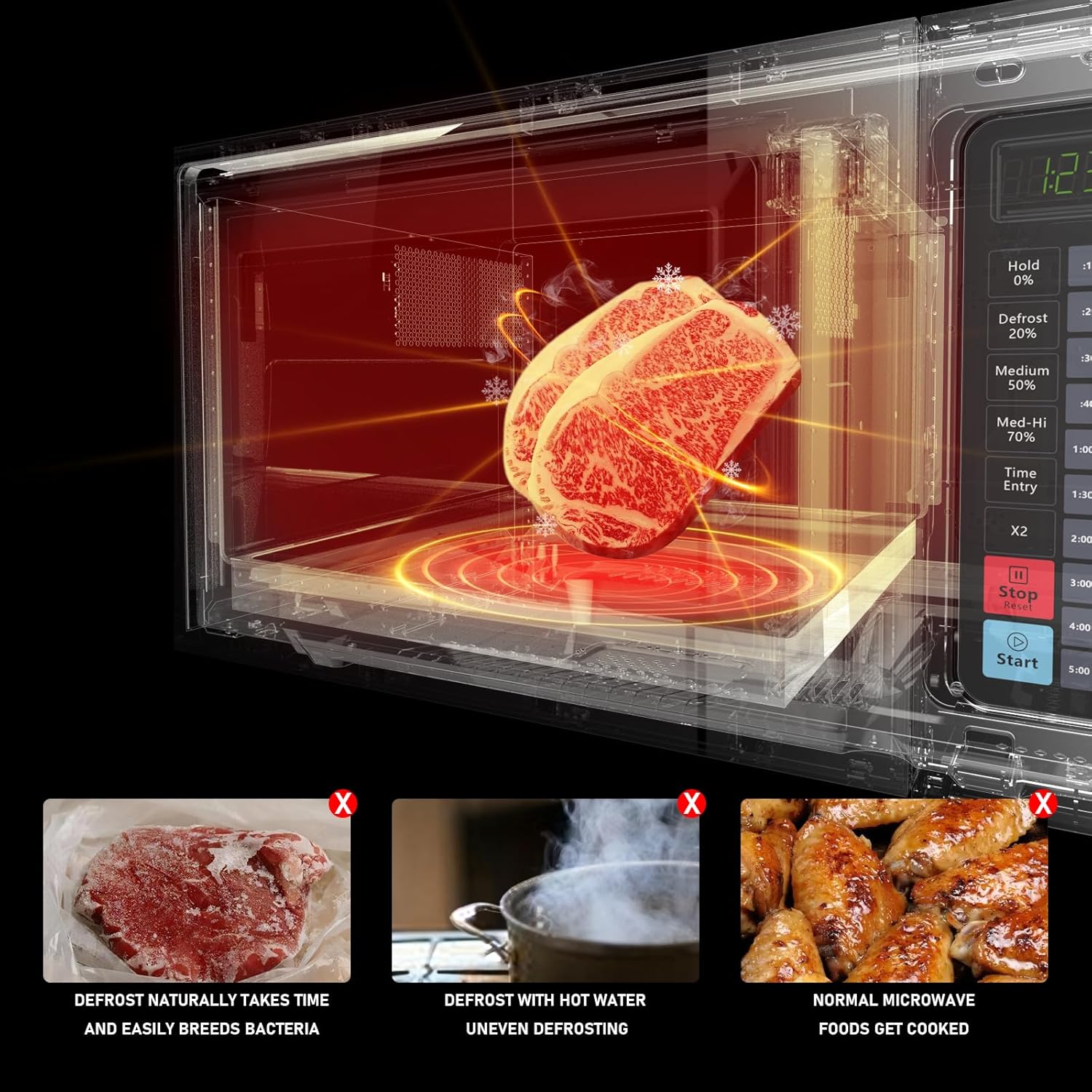 CROSSON Commercial Countertop 25L Microwave Oven W/ 10 Programmable Memory Menu,5 Power Level,3 Stage Cooking and Touch Screen Control-1000W,0.9 Cu.Ft