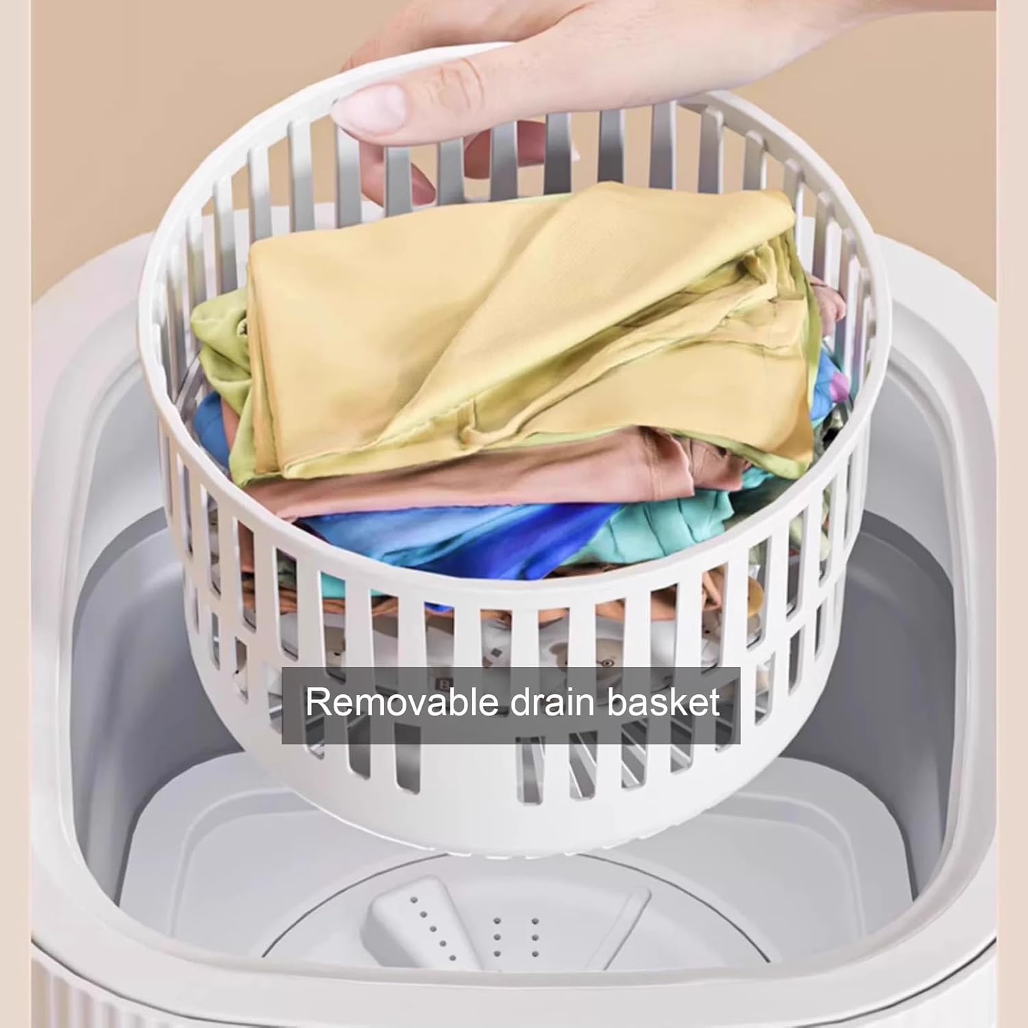 Portable Washing Machine,Mini Washer, 2-in-1 Smart Foldable Collapsible Washer, Small Washing Machine, for Baby Clothes, Underwear, Travel & Camping(Khaki,18L)