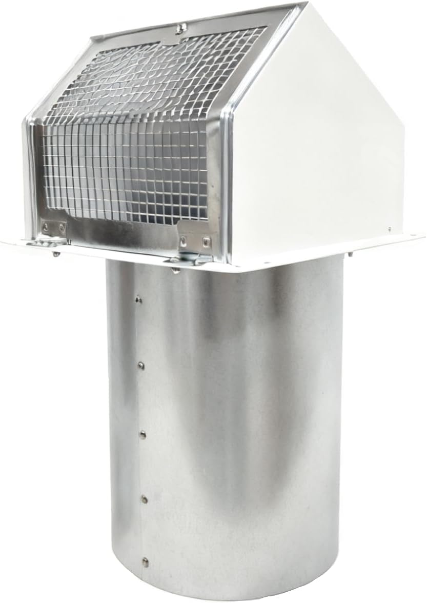 Hooded Wall Vent with Damper and Screen Dryer Vent Cover White Outdoor Exhaust Vent Cover for Ventilation of Dryers, Kitchens, Range Hood, Laundry Rooms, Basements,Bathroom Fan