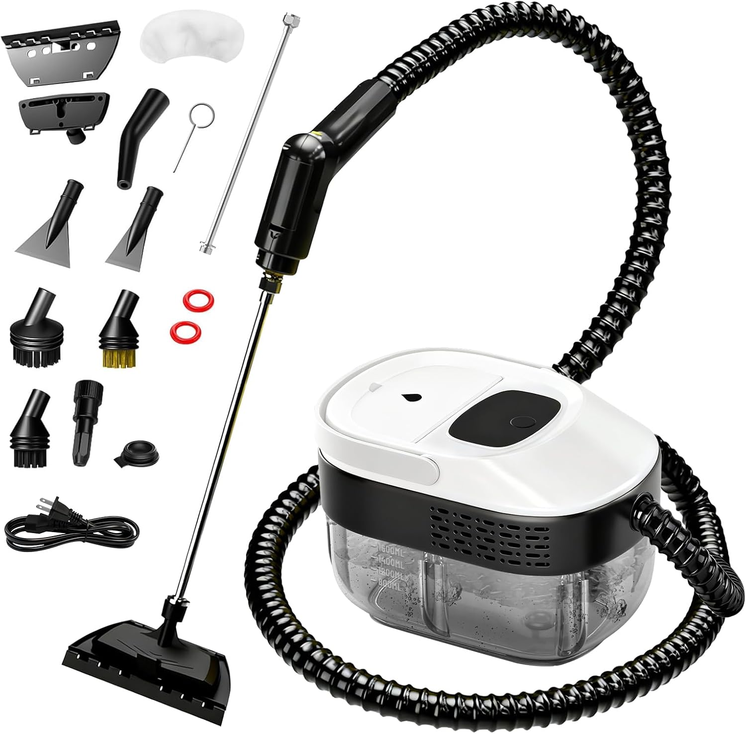 Steam Cleaner for Home & Car, 3-Level Adjustable Handle, 15s Heat-Up, 1.6L Large Tank, Portable Steamer for Cleaning, Pressurized handheld steamer for car detailing, Kitchen, Bathroom