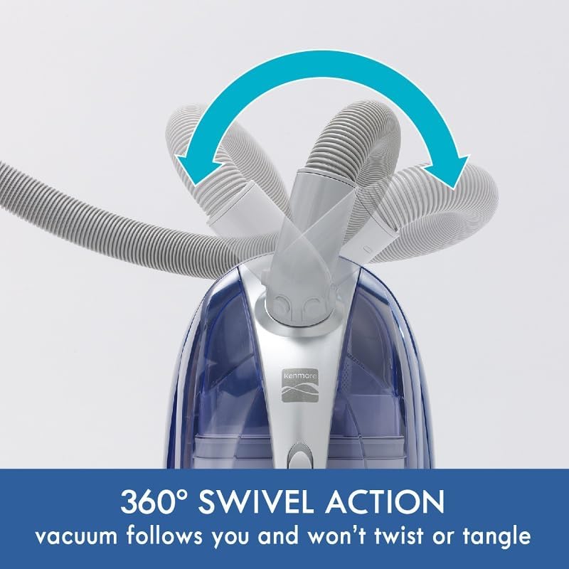 Kenmore Pet-Friendly Lightweight HEPA Canister Vacuum with Variable Modes, Retractable Cord, and Pet Brush - Blue