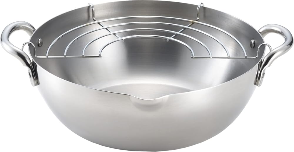 Yoshikawa SJ3391 Deep Frying Pot, Tempura Pot, 7.9 inches (20 cm), Gas Fire, Induction Compatible, Stainless Steel, Made in Japan