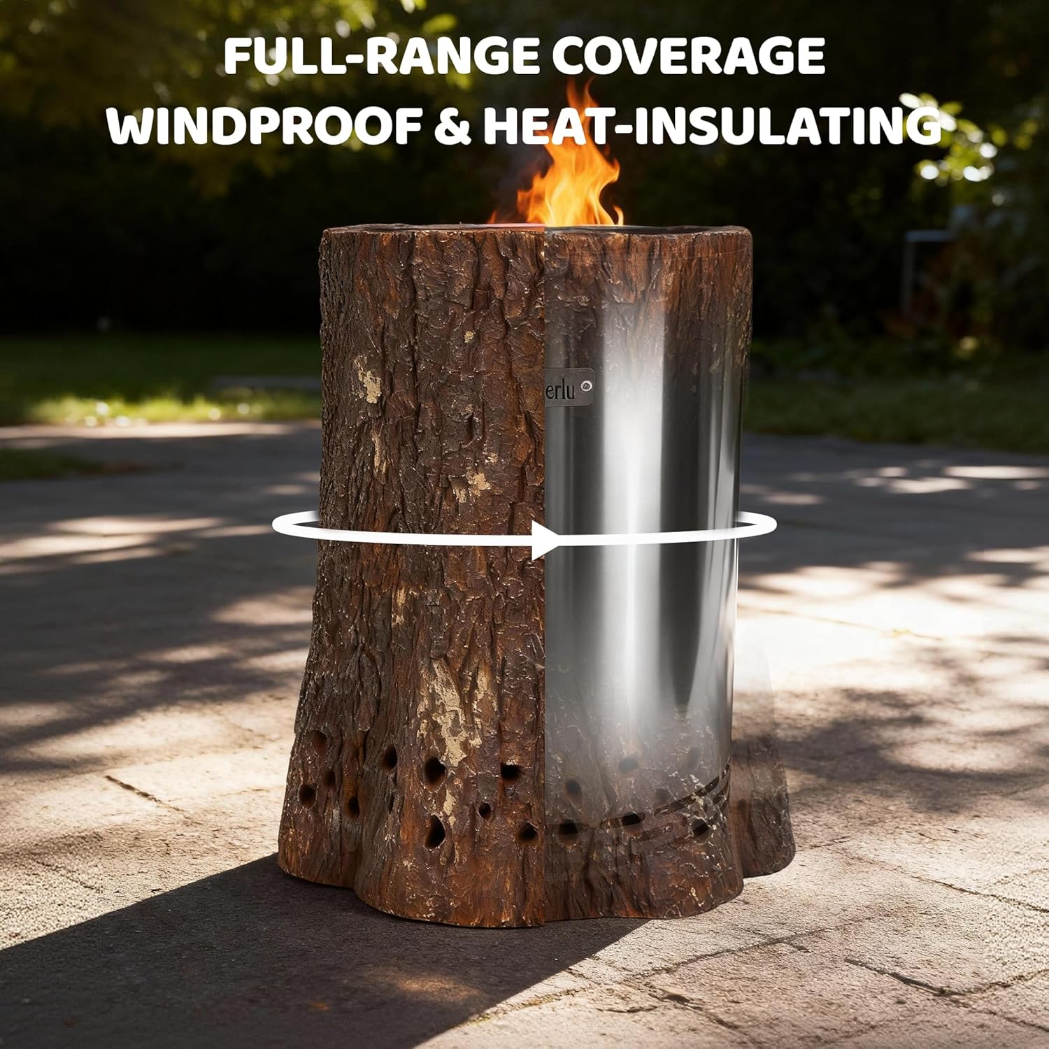 11 inch Smokeless Fire Pit, Smokeless Stove for Camping, Outdoor and Patio, Fueled by Wood Pellets or Firewood, Comes with Wood-Colored Exterior Trim