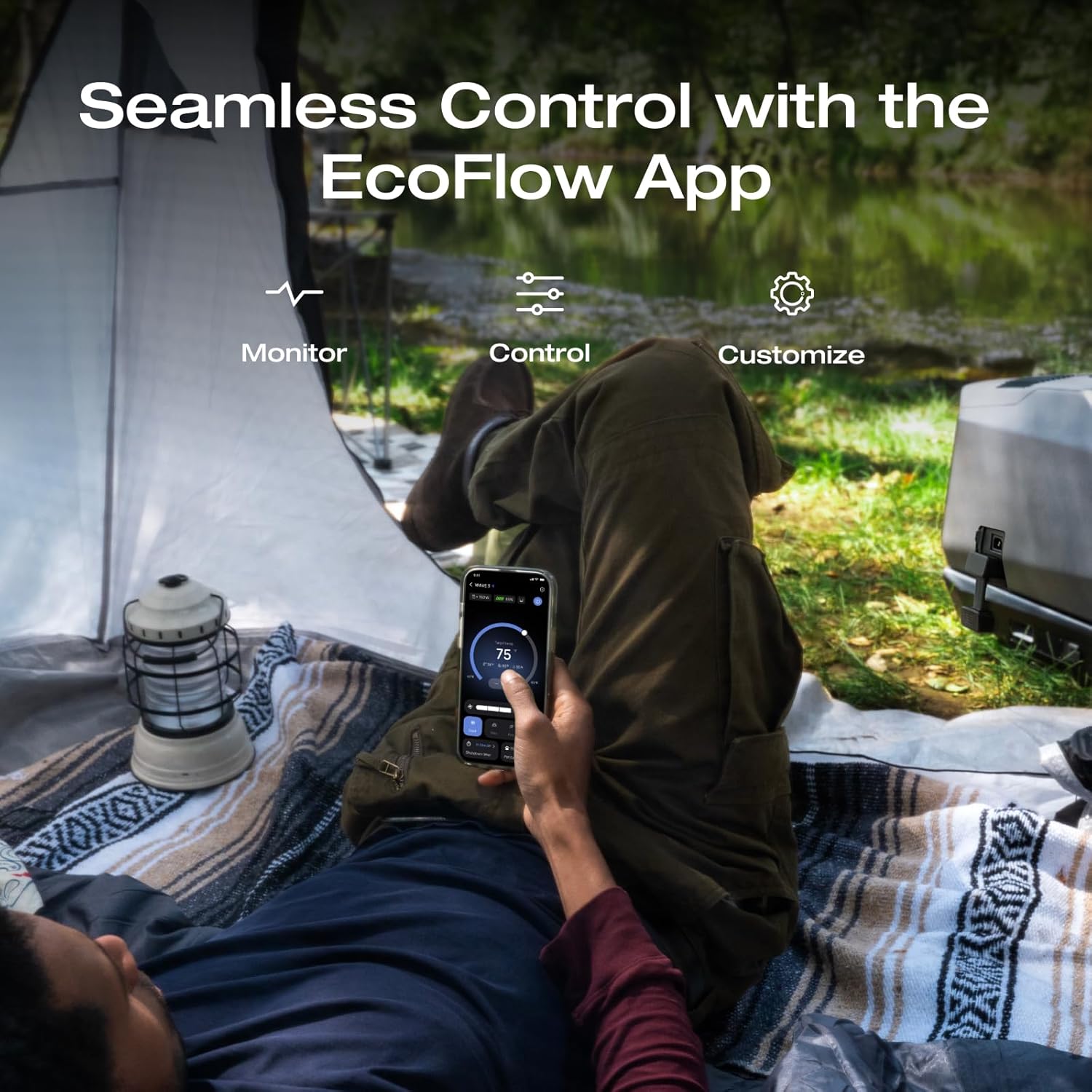 EF ECOFLOW WAVE 3 Portable Air Conditioner with Add-on Battery, 1800W/6100 BTU Cooling and 2000W/6800 BTU Heating, 1000W Fast Charging in 75 mins, 8H Wireless Running, APP Control, for camping, RVs