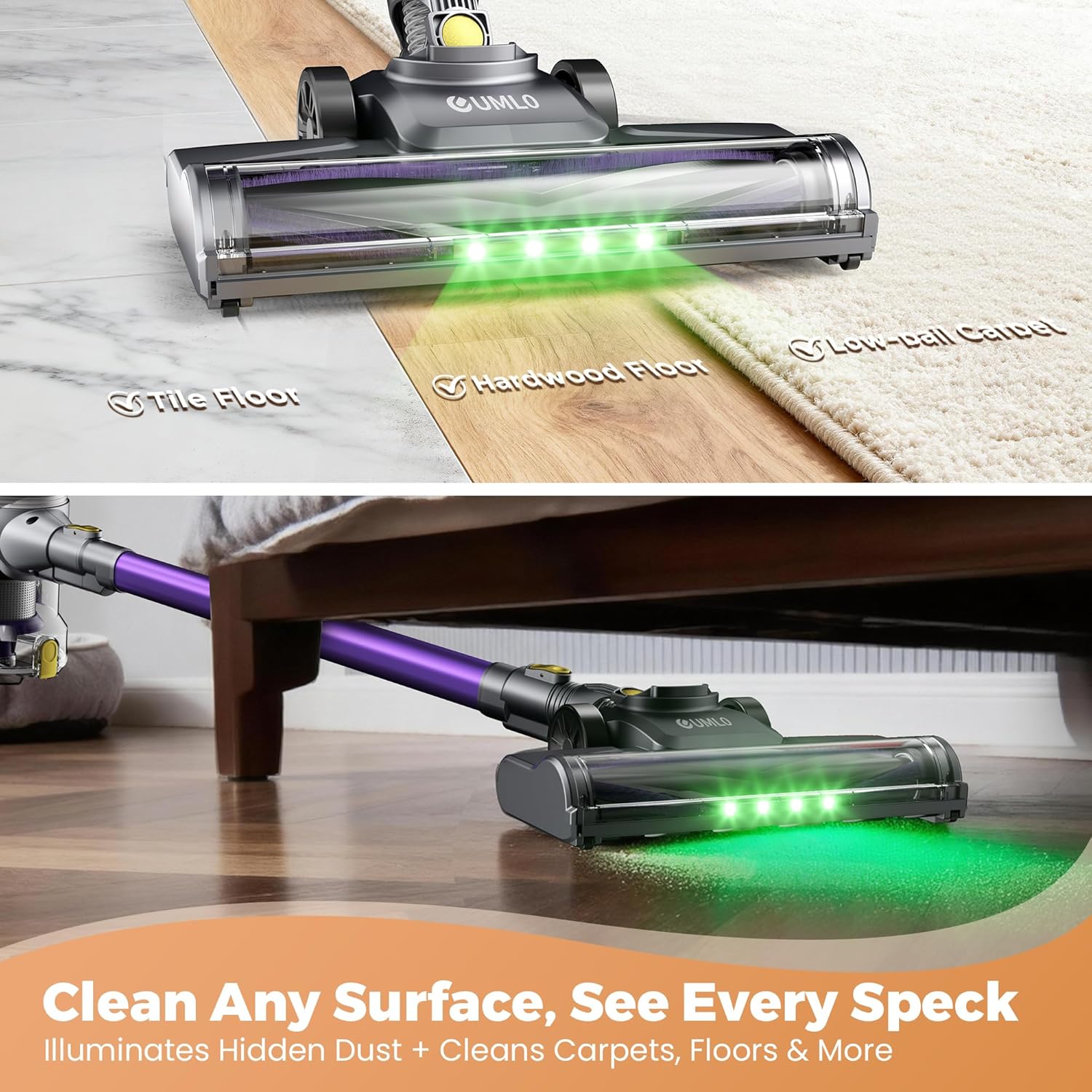Cordless Vacuum Cleaner, 40Kpa Powerful Suction Stick Vacuum Cleaners for Home, 45 Mins Runtime, 1.6L Dust Box, Anti-Tangle, 8-in-1 Rechargeable Vacuum for Hardwood Floor, Carpet, Pet Hair