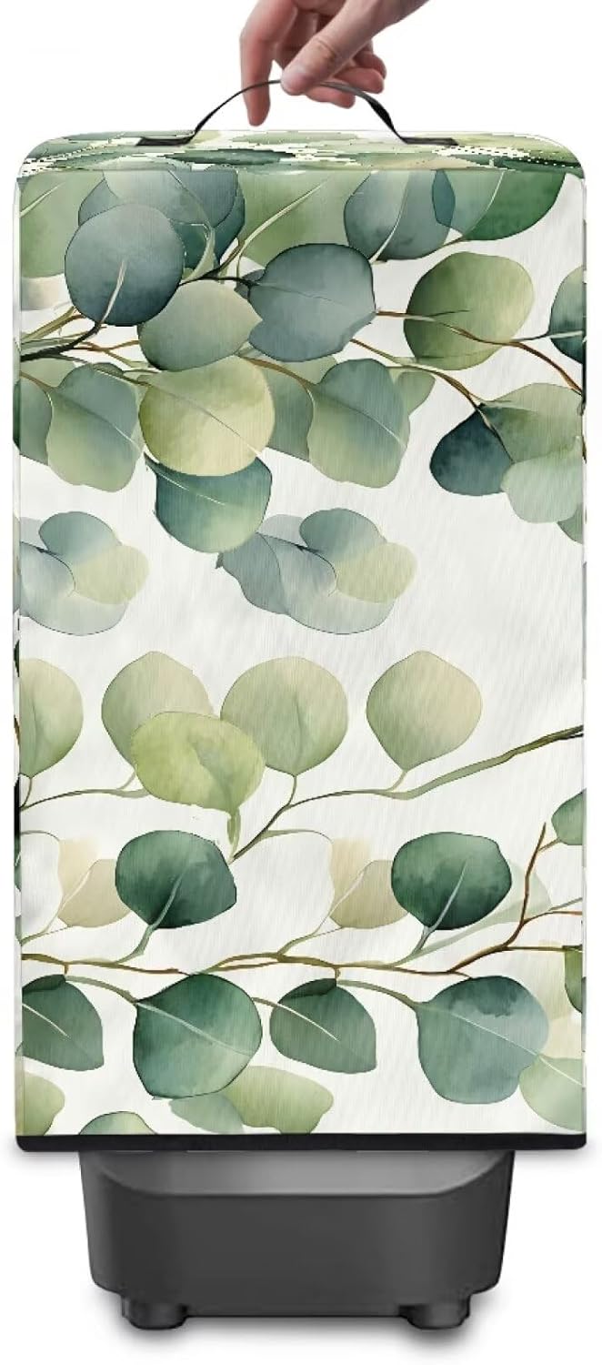 Green Leaves Blender Dust Cover for Kitchen – Stylish Juicer Cover with Floral Prints, Fits Most Blenders & Stand Mixers, Easy to Clean & Foldable, Home Decor