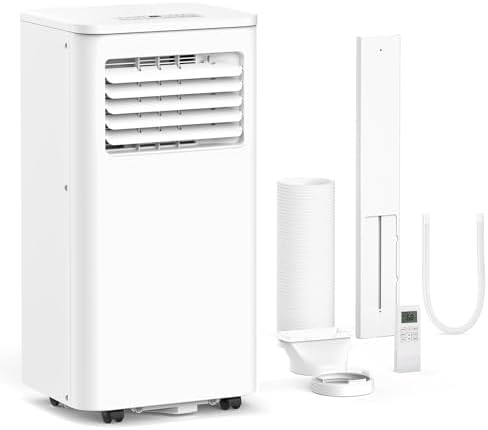 ZAFRO 8,000 BTU Portable Air Conditioners, 4 Modes Portable AC Unit Built-in Cool/Dehumidifier/Fan/Sleep, 24Hrs Timer, for Bedroom/Indoor Rooms, White