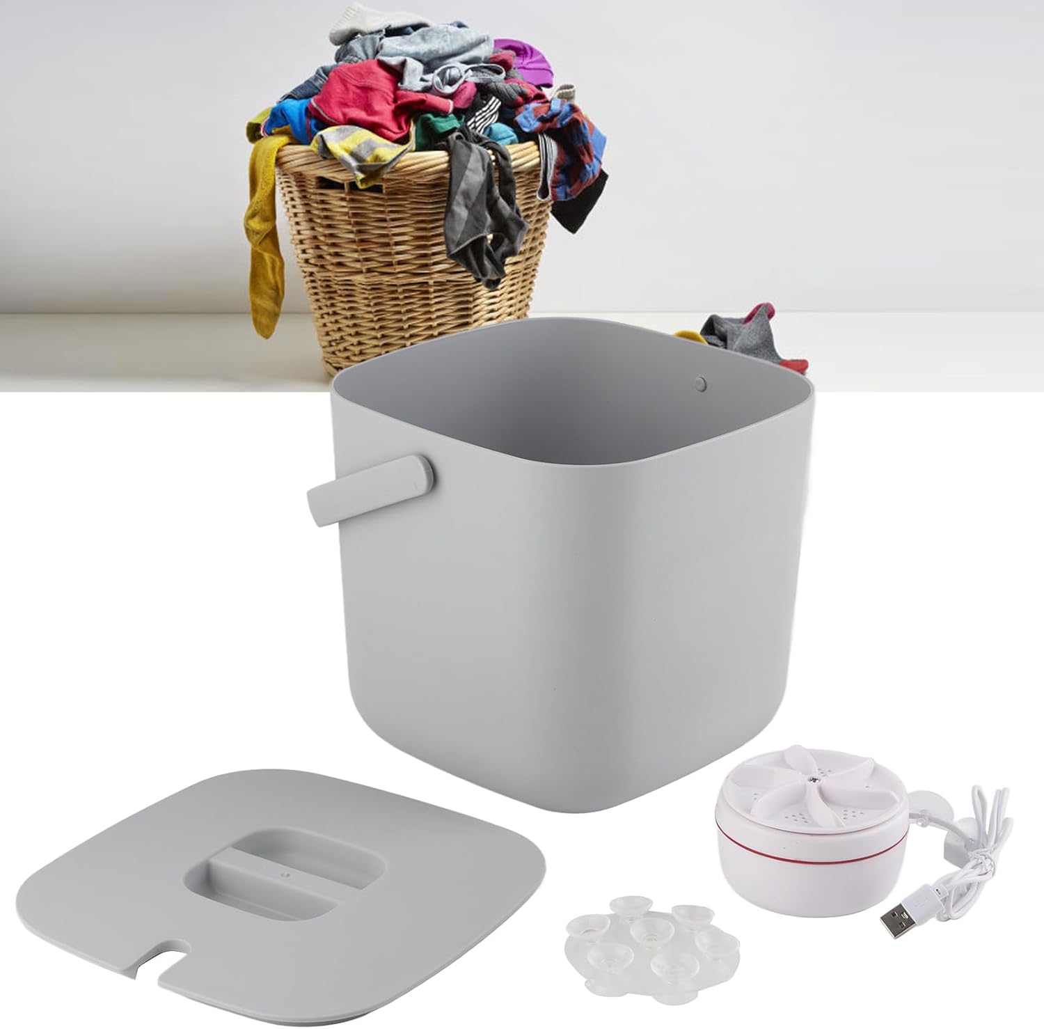 Portable Washing Machine, 3.8L Turbine Mini Washer Machine, Noise Reduction Hygienic USB Portable Mini Washer for Socks Underwear