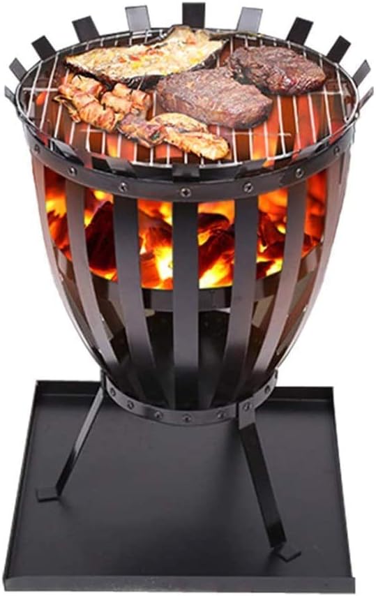 Barbecue Grill, Cast Iron Charcoal Grilledbrazier Household Pot Round Charcoalbrazier Heating Portable