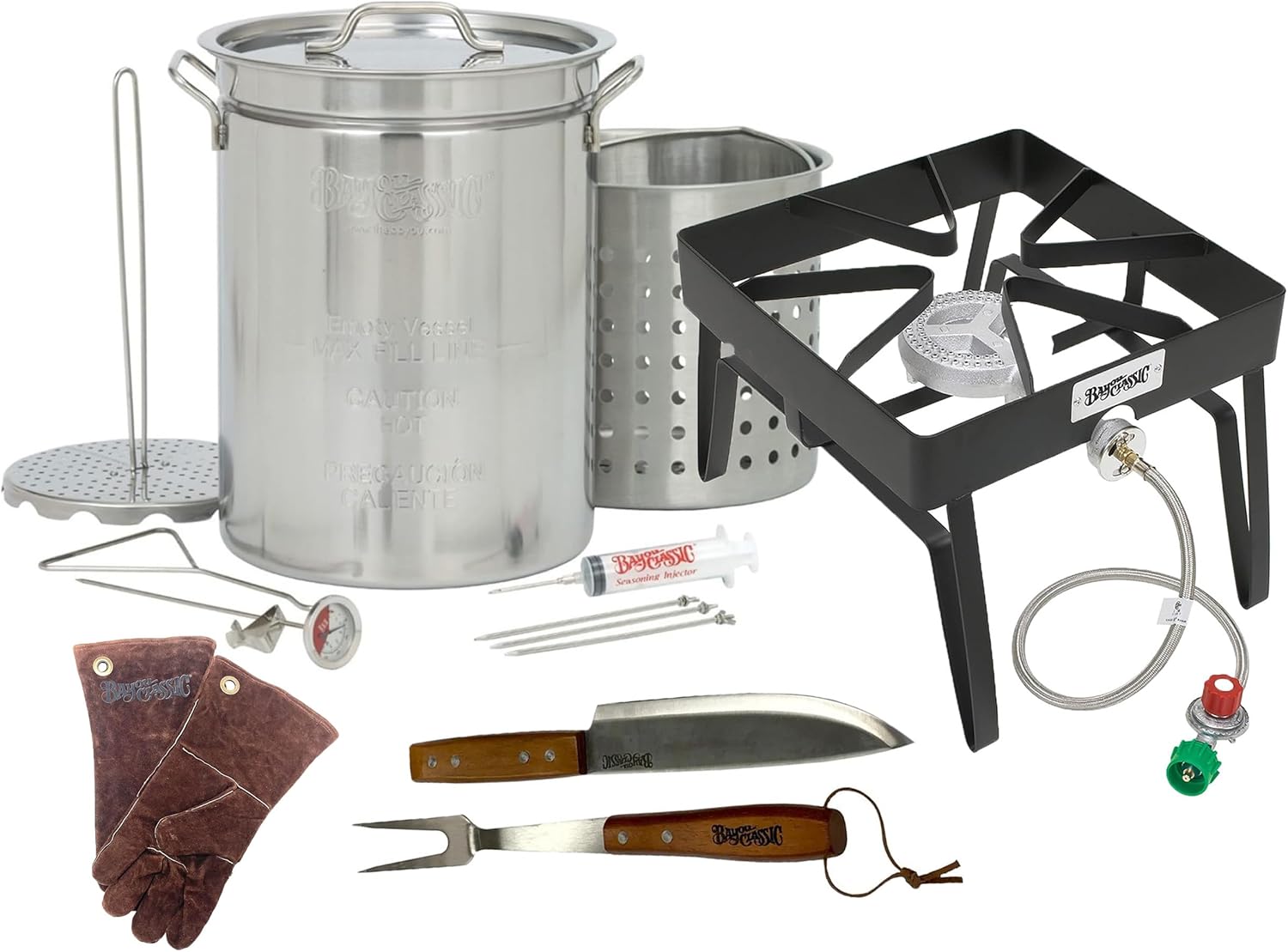 32 Quart Turkey Fryer Kit Stainless Stockpot and Accessories with a 16