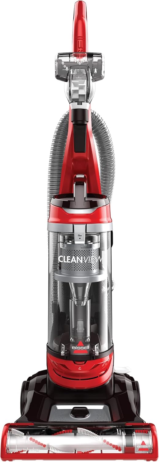 Bissell CleanView Bagless Vacuum, Powerful Multi Cyclonic System, Large Capacity Dirt Tank, Specialized Pet Tools, Easy Empty Red